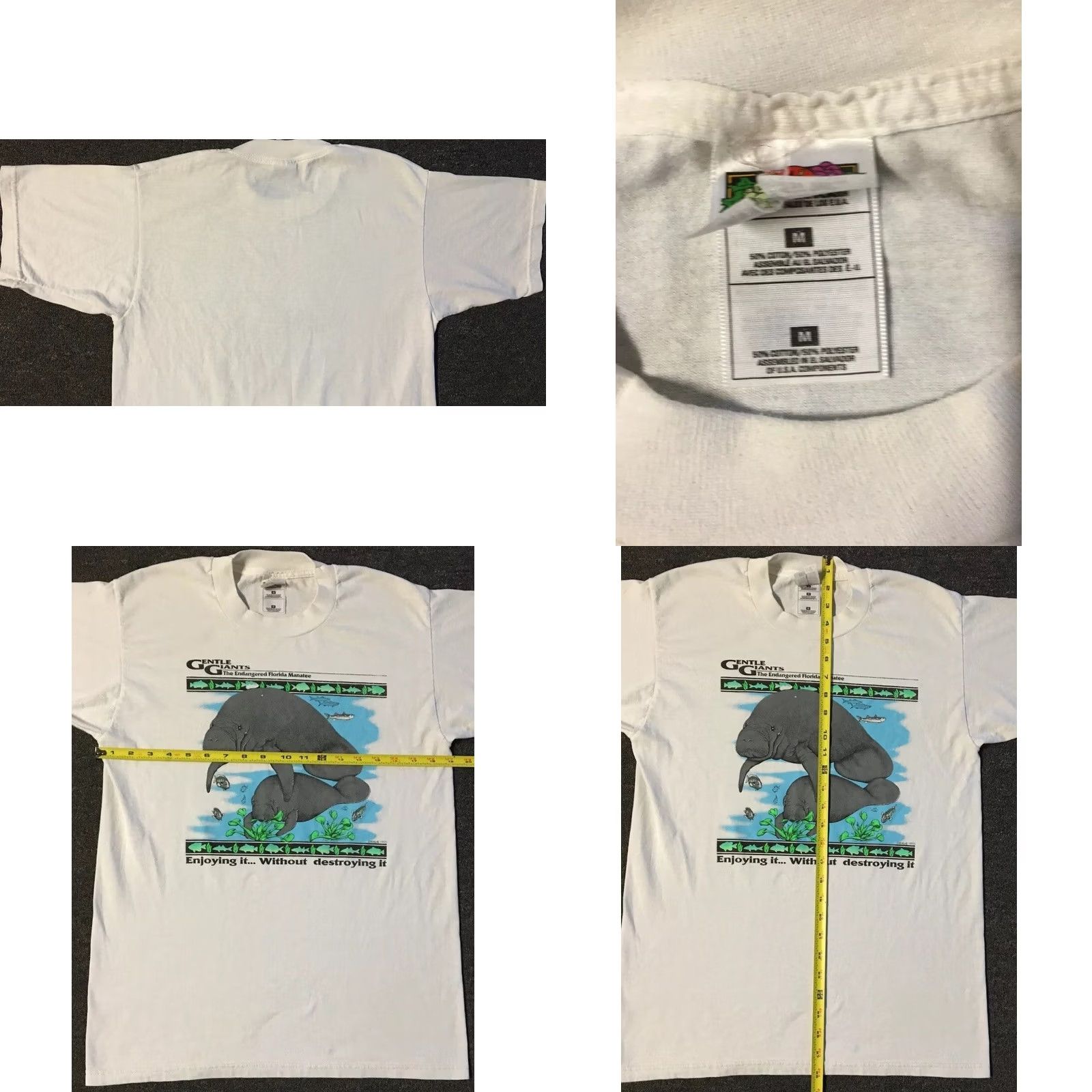 Vintage VINTAGE 90s Manatee Gentle Giants Faded Shirt M White Animal Nature Art Beach Surf Grunge Endangered Mens T-Shirt Size US M / EU 48-50 / 2 - 8 Thumbnail
