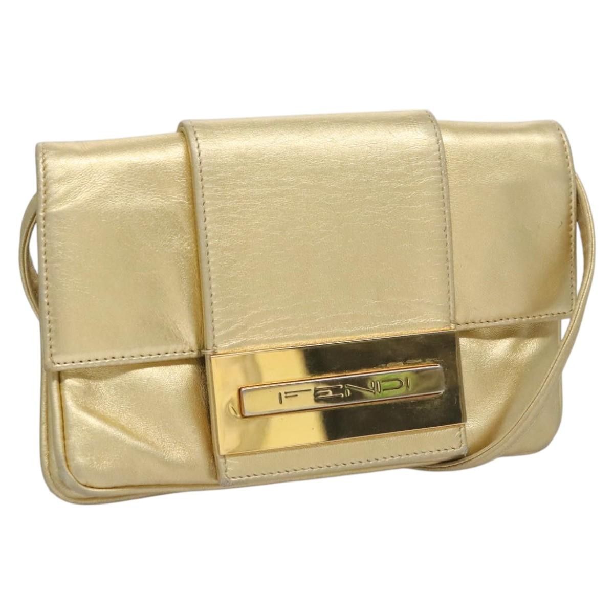 Fendi Shoulder Bag Leather Gold, Women's