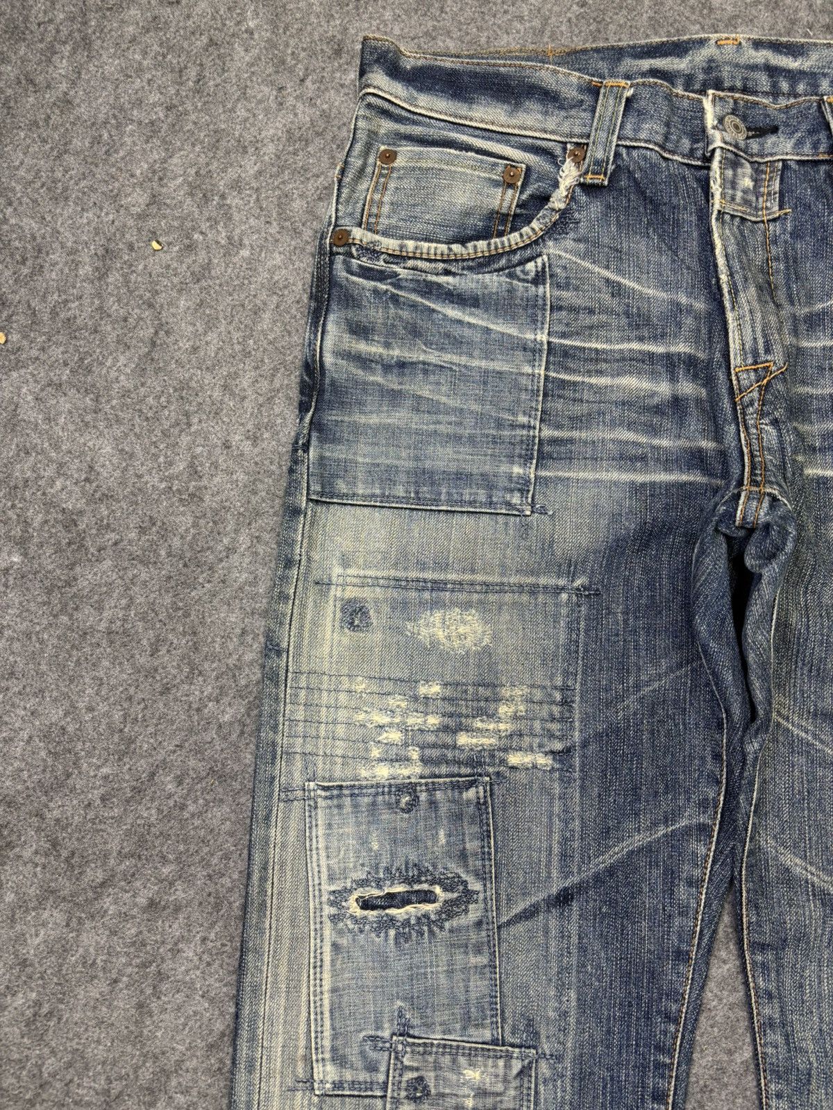 Japanese Brand 💥Insane Boro💥Archival Bartack Patchwork Denim F786 Size US 33 - 6 Thumbnail