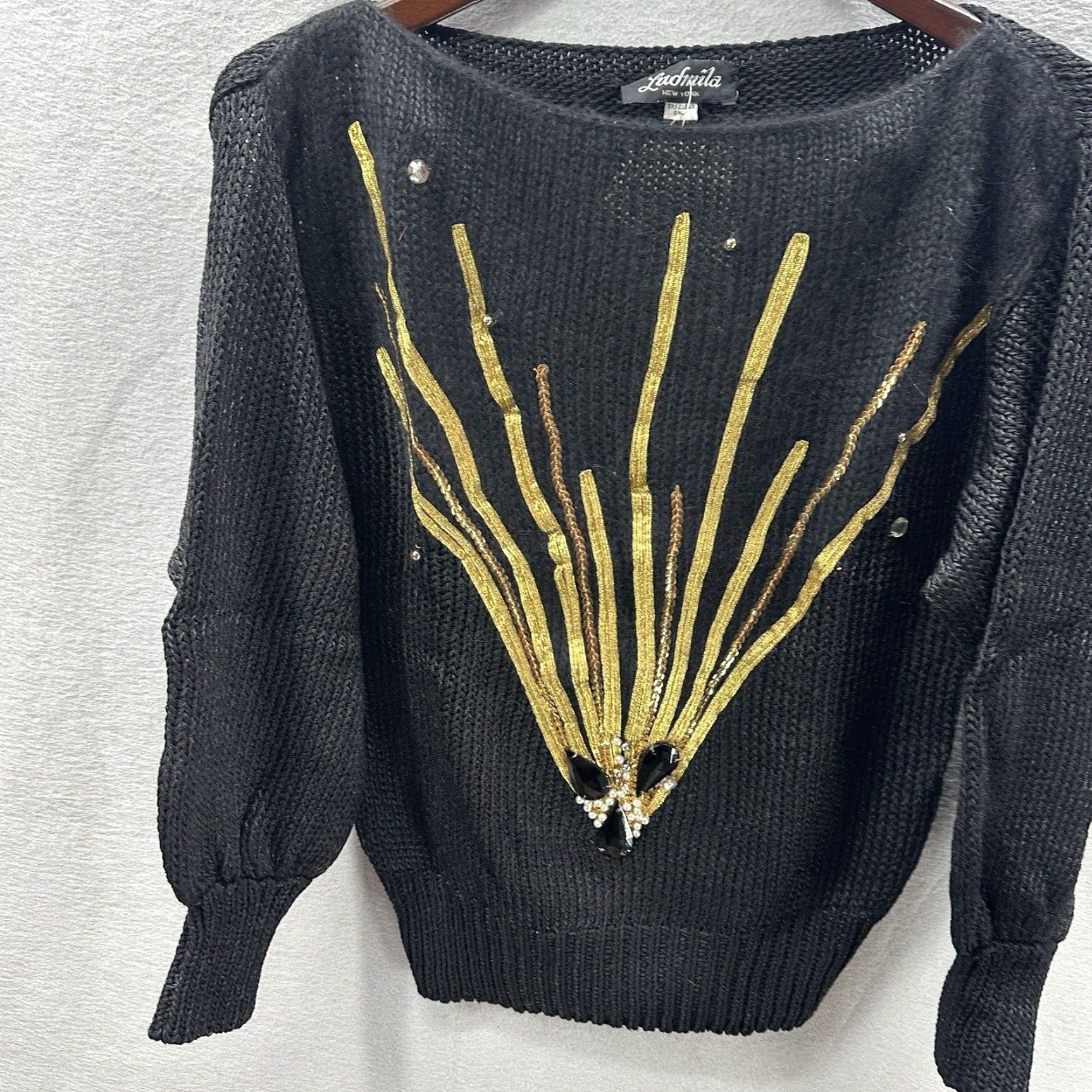 Vintage VINTAGE Ludmila Raitzin Sweater Women L Angora Beaded Knit Scoop Neck Designer 90s Black Mens Womens Size L / US 10 / IT 46 - 2 Thumbnail