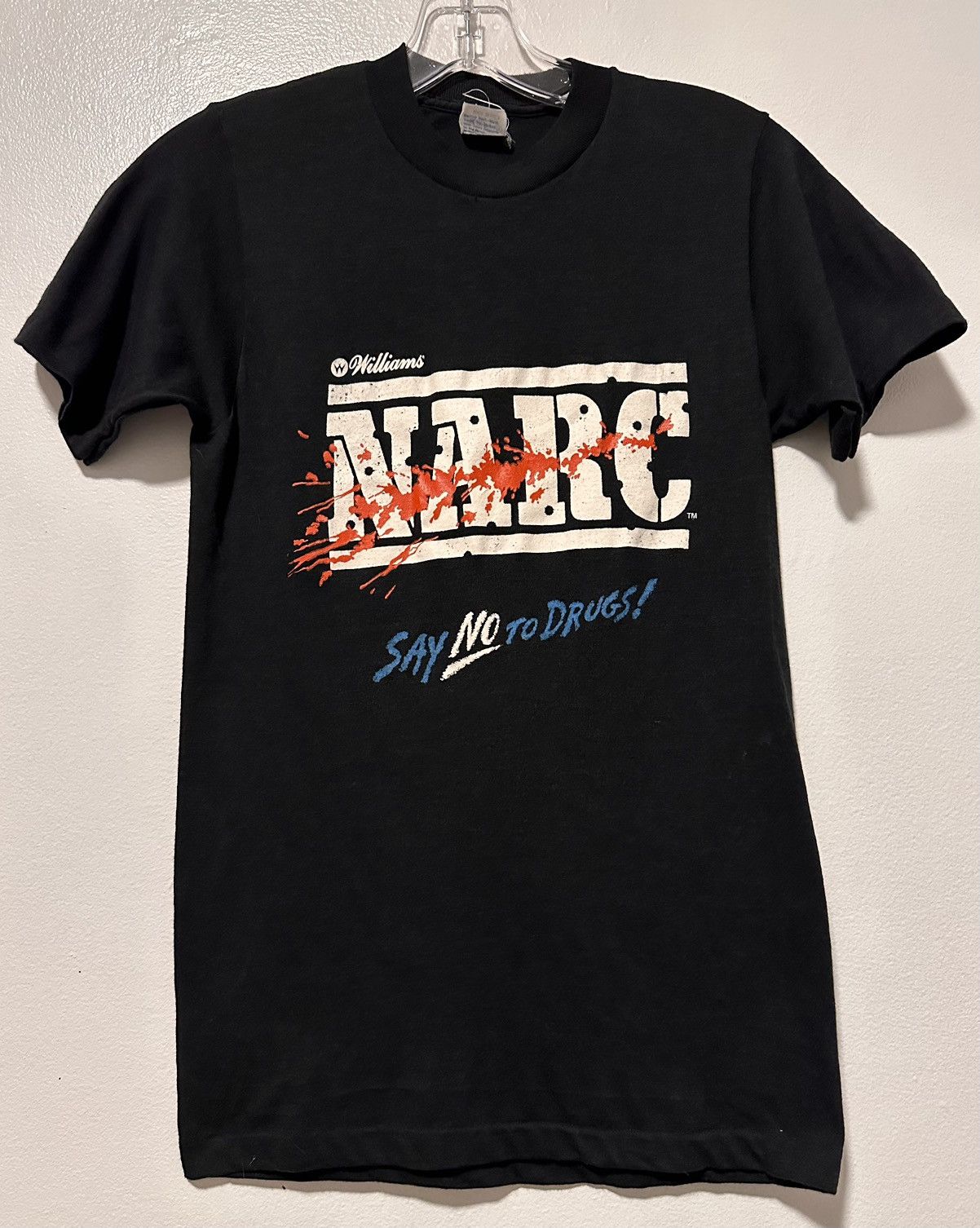 Image of Anvil x Vintage 80’S/90’S Narc Arcade “Say No To Drugs” T-Shirt in Black, Women's (Size Small)