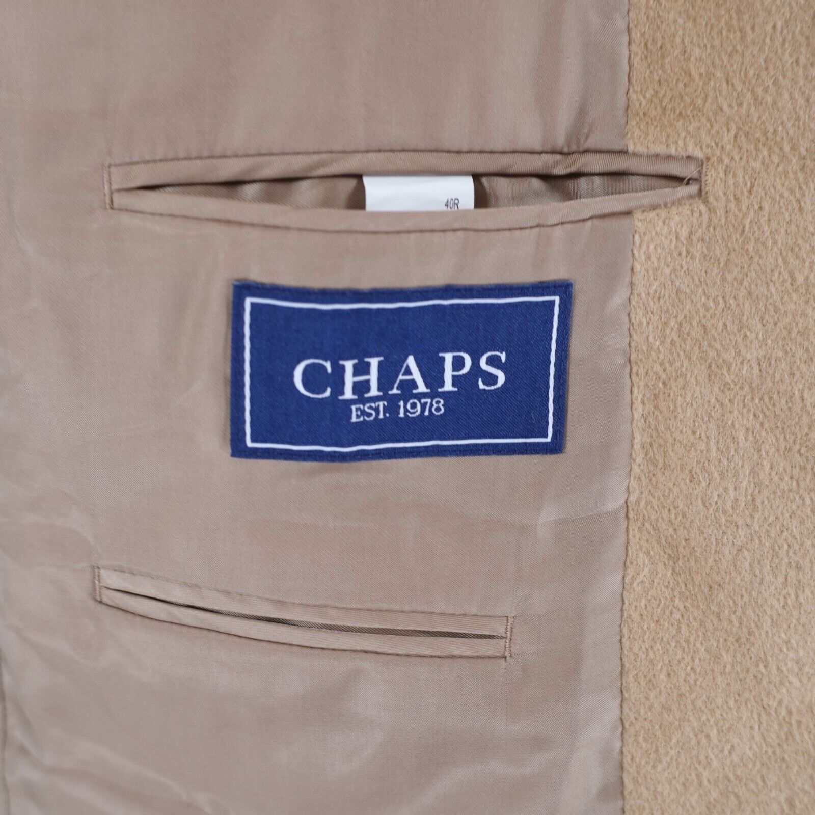 Chaps DAMAGED Chaps 100% Camel Hair 2 Leather Button Sport Coat 40 Size 40R - 8 Thumbnail