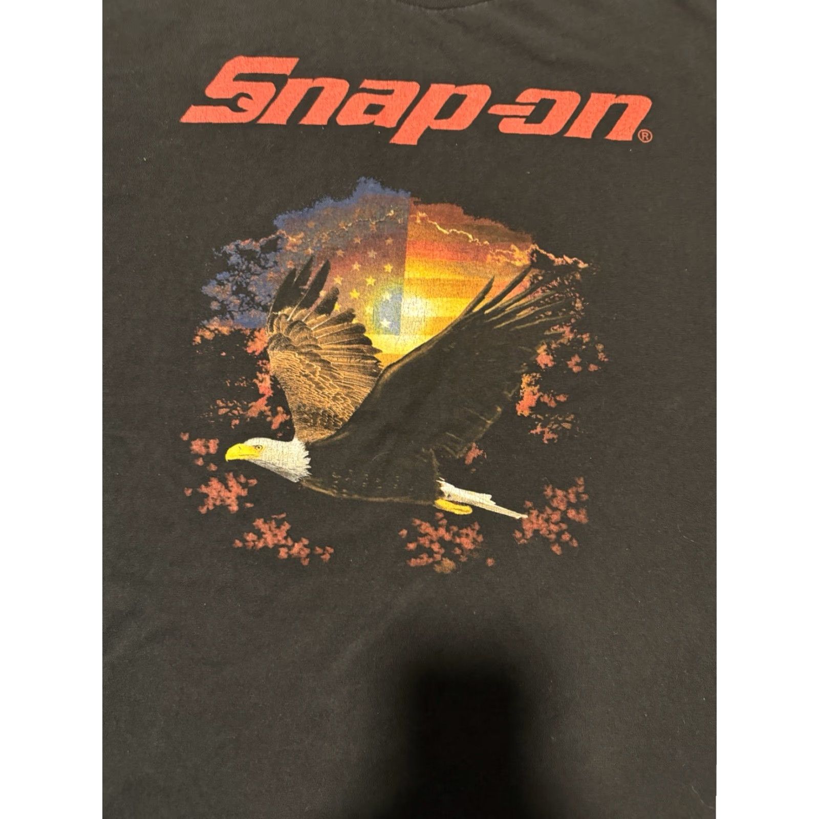 Vintage VTG Y2K Snap On Tools Eagle American Flag Tee Mens Black XL USA Single Stitch T-Shirt Classic 90s USA Staff? Size US XL / EU 56 / 4 - 5 Thumbnail