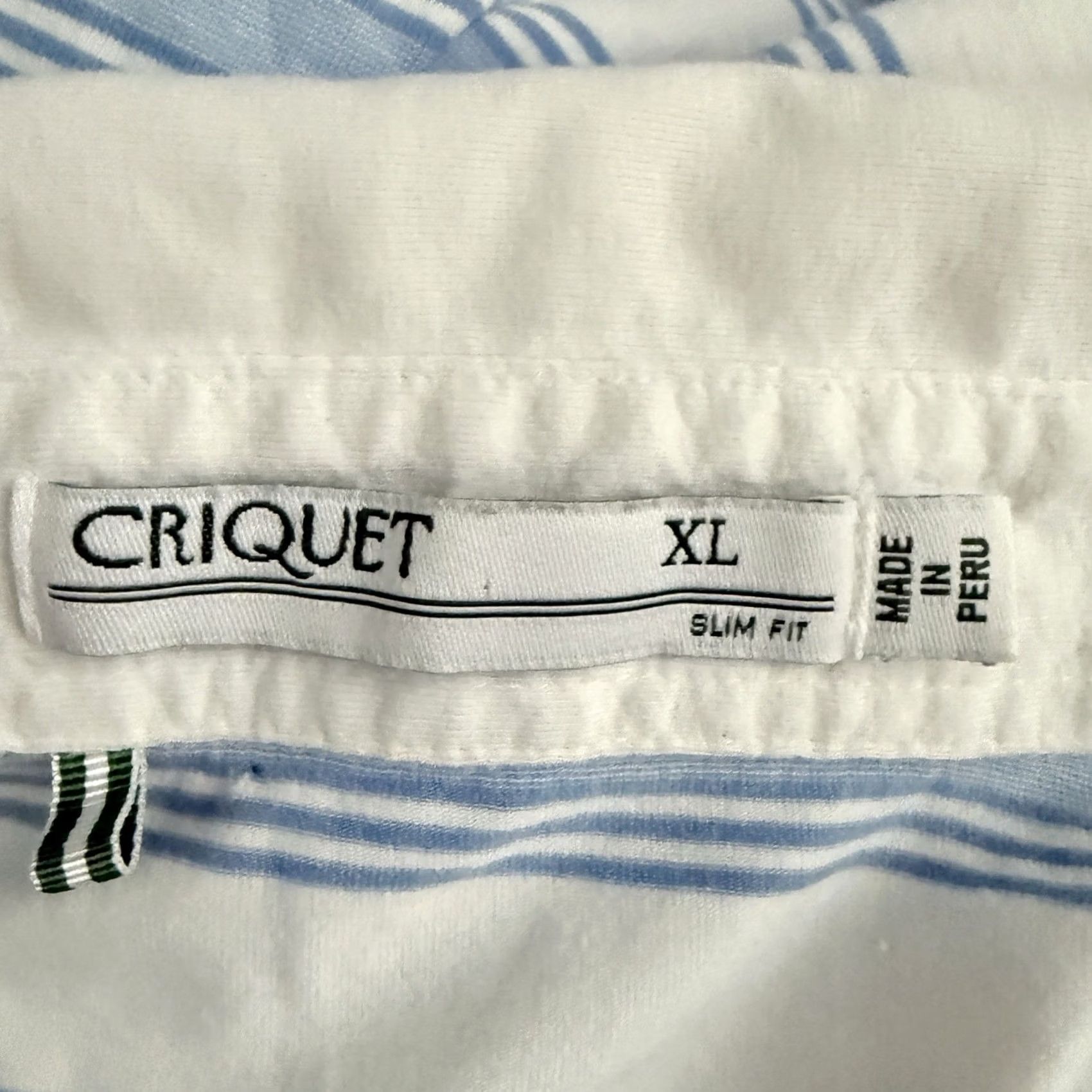 Vintage Criquet Slim Fit Polo Shirt Mens Size XL Blue Striped Cotton Blend Pima Slimming Size US XL / EU 56 / 4 - 4 Thumbnail