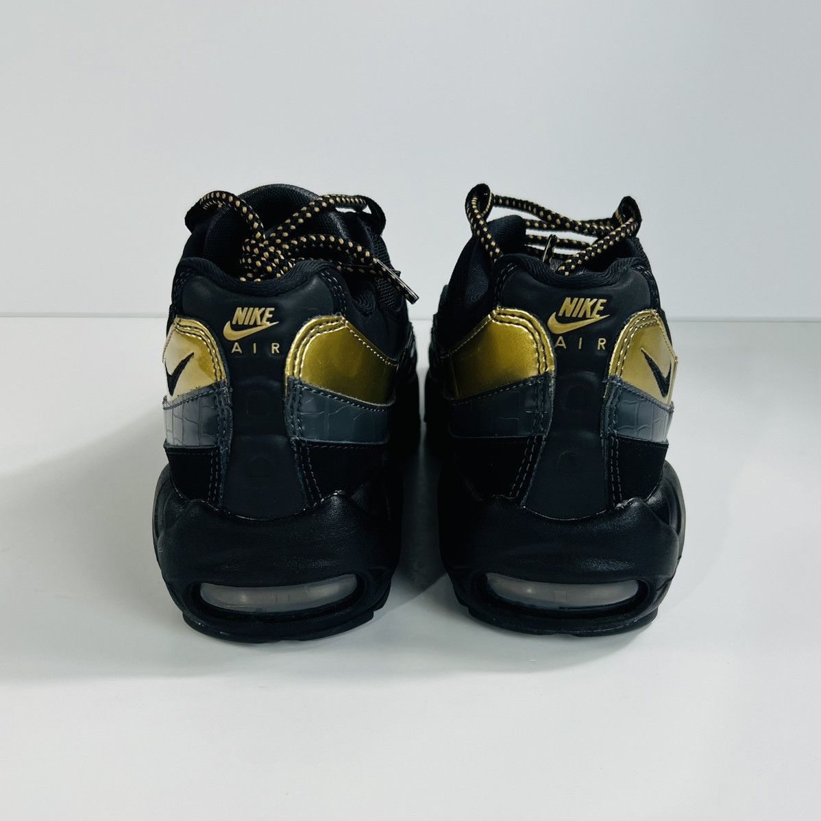 Nike Mens Size 6.5 - Nike Air Max 95 PRM Black Gold Shoes Size US 6.5 / EU 39-40 - 6 Thumbnail