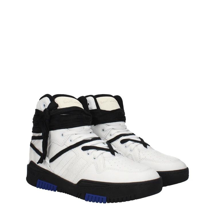 Saint Laurent Paris o1y0325 Logo Hi-Top Sneakers in White/Black Size US 8 / EU 41 - 2 Thumbnail