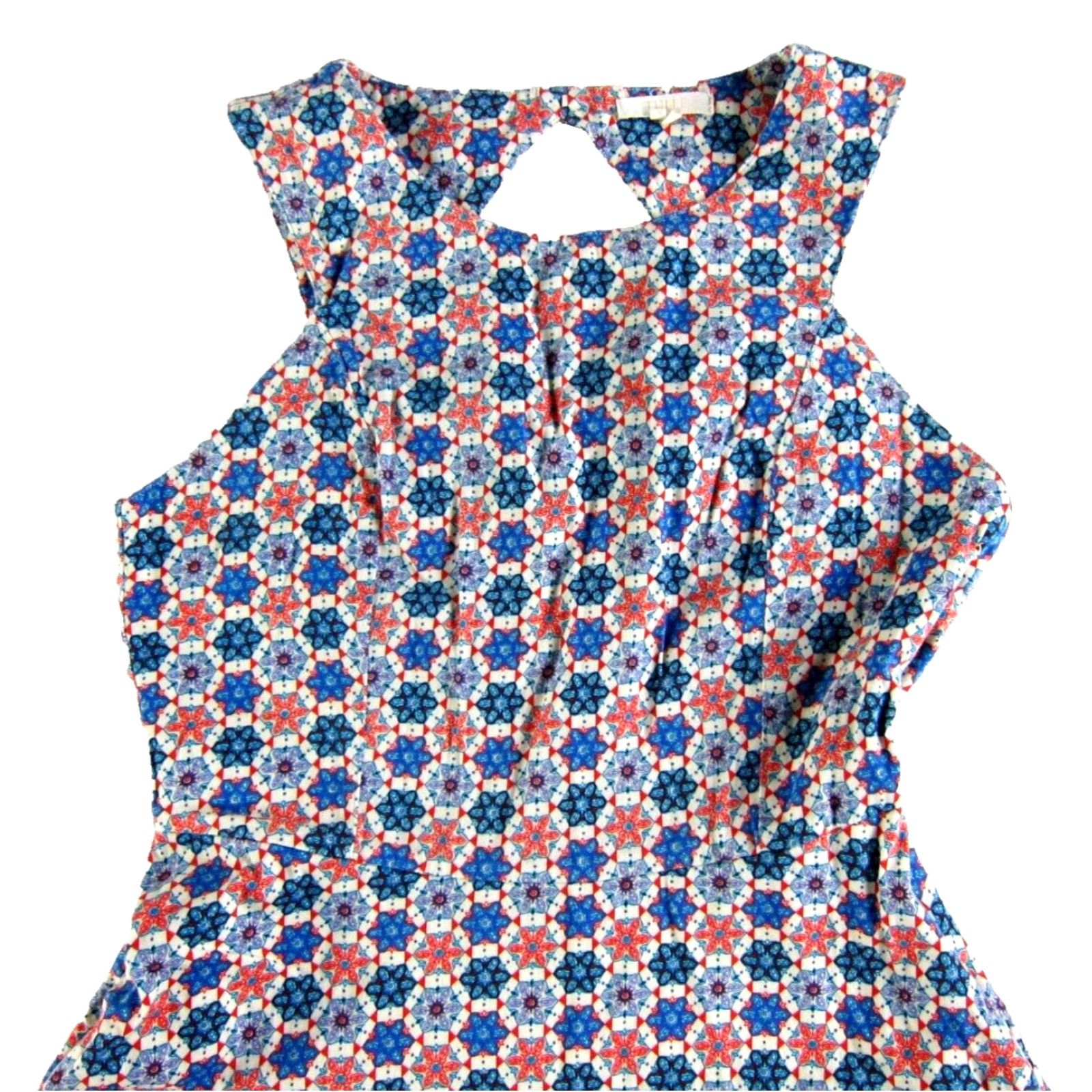 Anthropologie Anthropology Shirt Womens M Red Floral Geometric Pockets Sleeveless Midi Dress Size M / US 6-8 / IT 42-44 - 4 Thumbnail