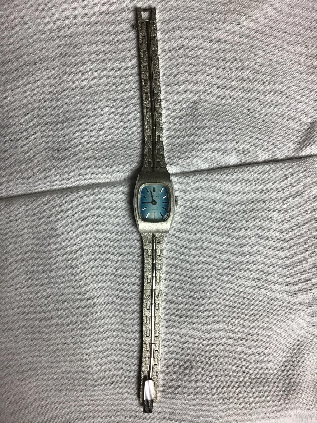 Other Vintage Jubilee 17 Jewels Ladies Wristwatch with Blue Dial Size ONE SIZE - 6 Thumbnail