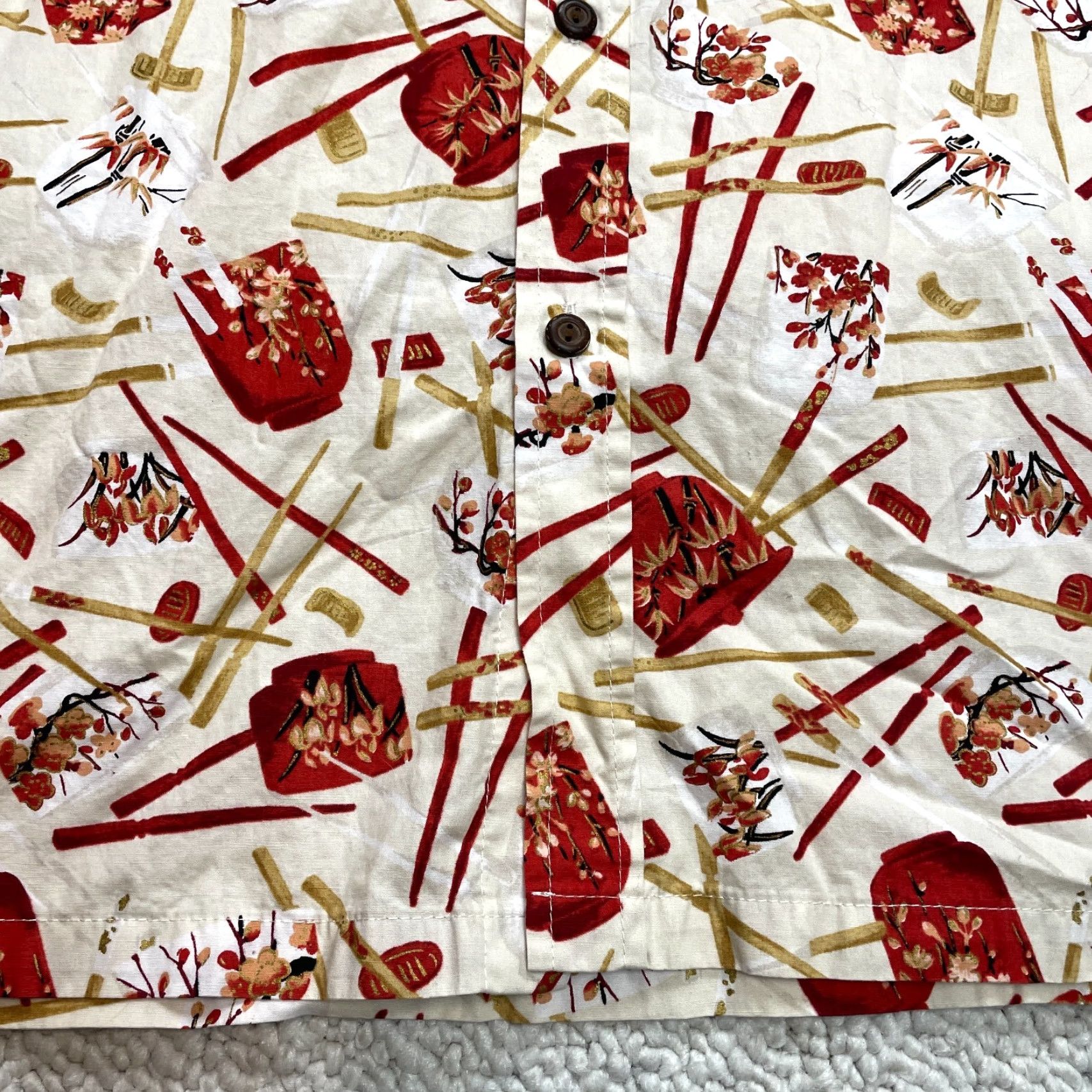 Vintage Full Moon Hawaii Shirt Mens L Beige Short Sleeve Hawaiian Japan Chopsticks Casual Size US L / EU 52-54 / 3 - 2 Thumbnail