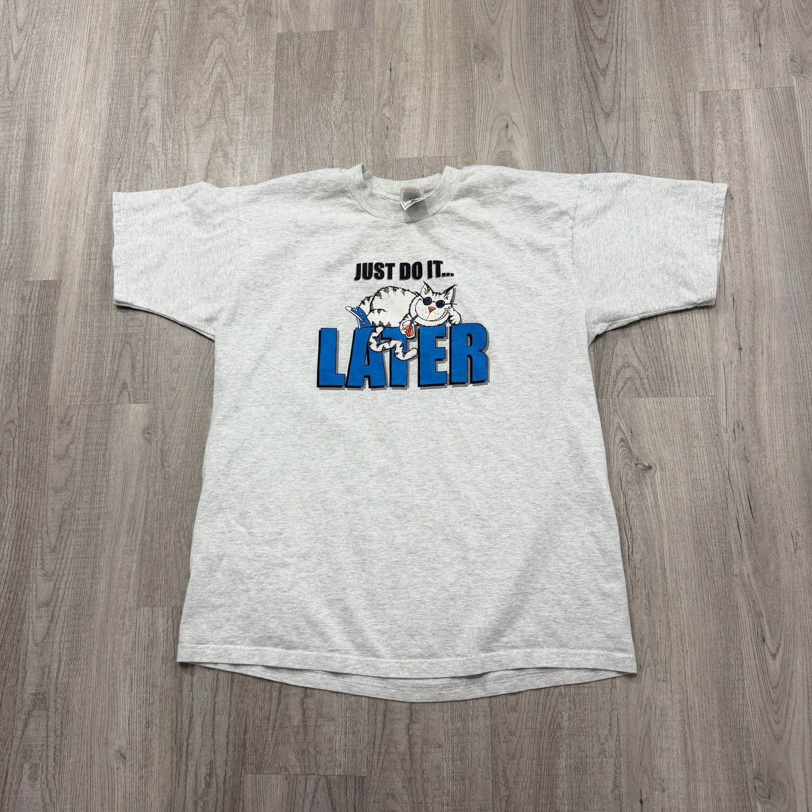Vintage Vintage Just Do It Later Cat Shirt Size Extra Large Gray Size US XL / EU 56 / 4 - 1 Thumbnail