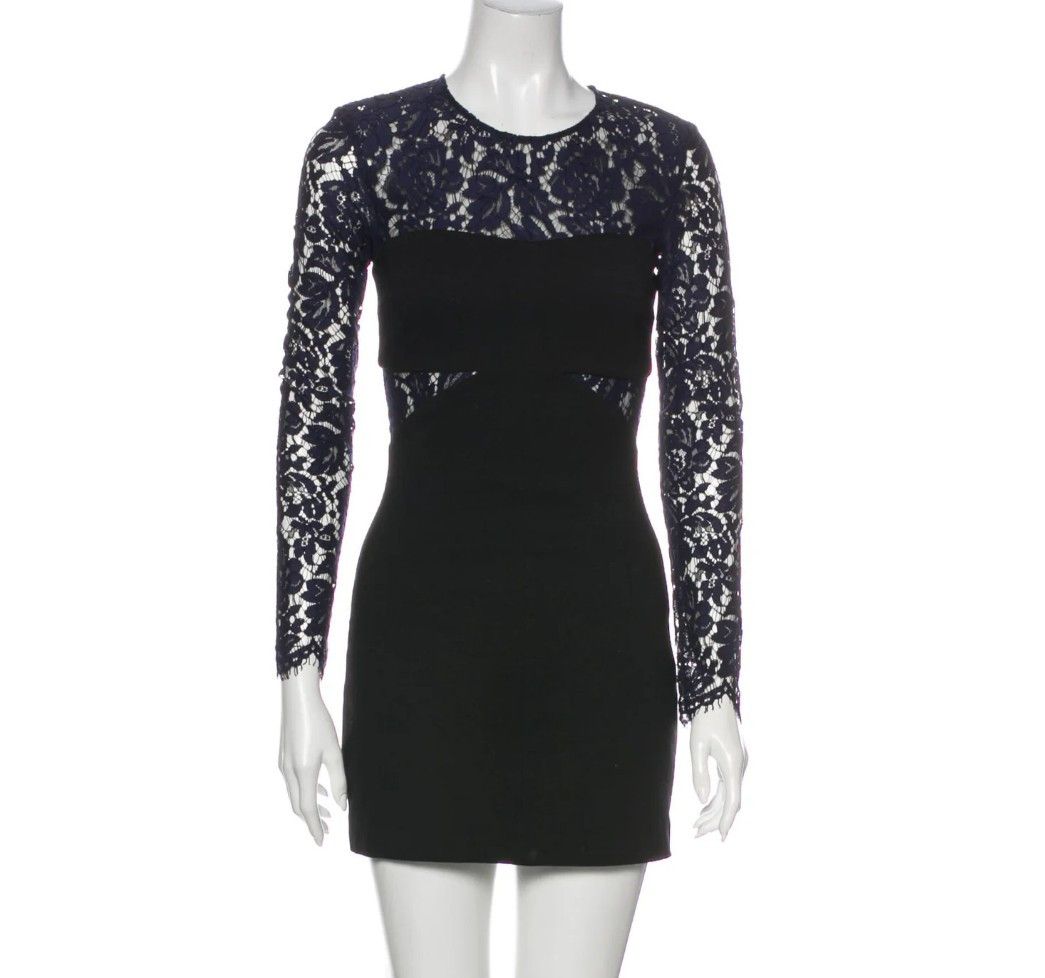 MSGM Viscose Blend Black/Navy Bodycon Lace Dress Size XS / US 0-2 / IT 36-38 - 5 Thumbnail