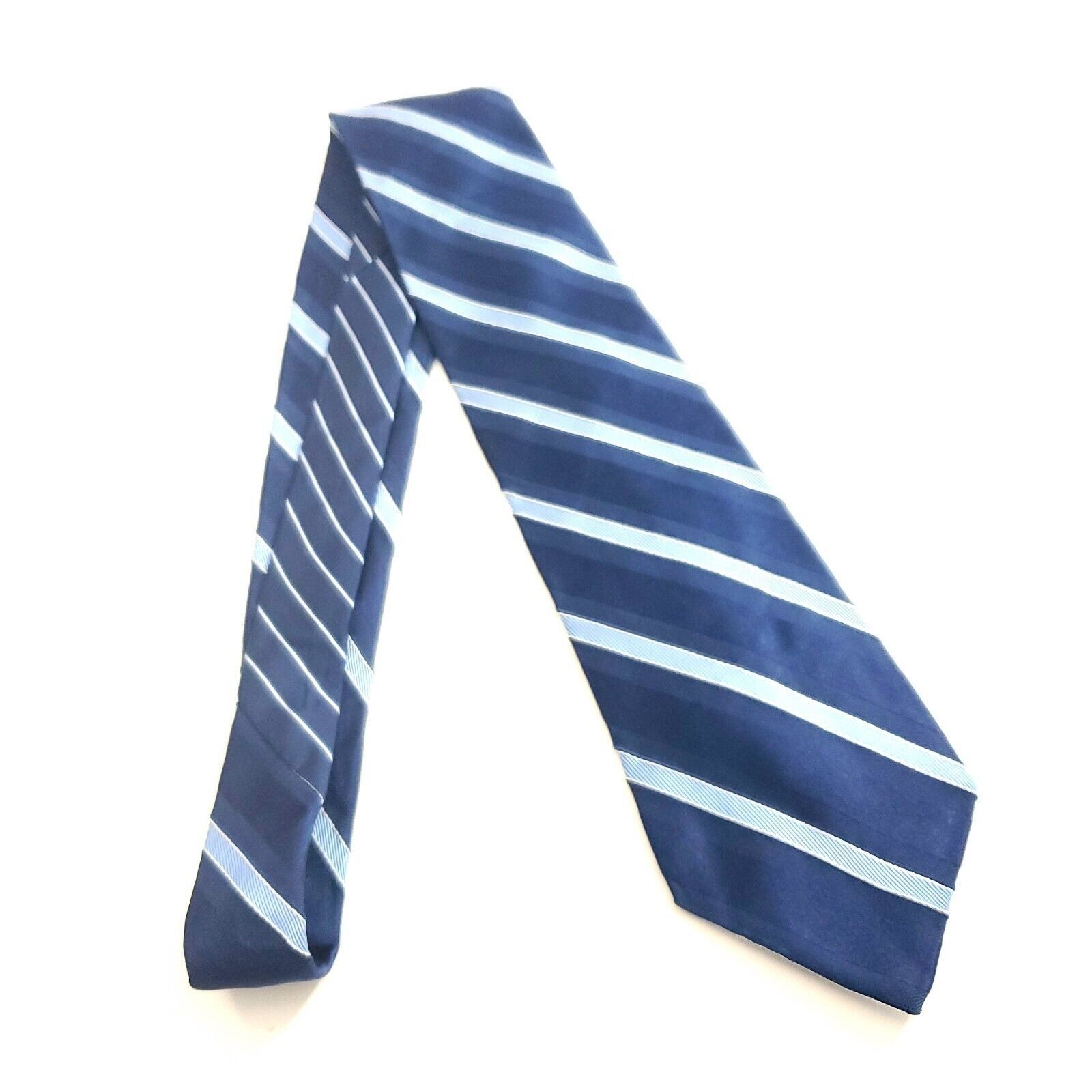 Tommy Hilfiger Tommy Hilfiger Blue Striped Woven Silk Tie Size ONE SIZE - 6 Thumbnail