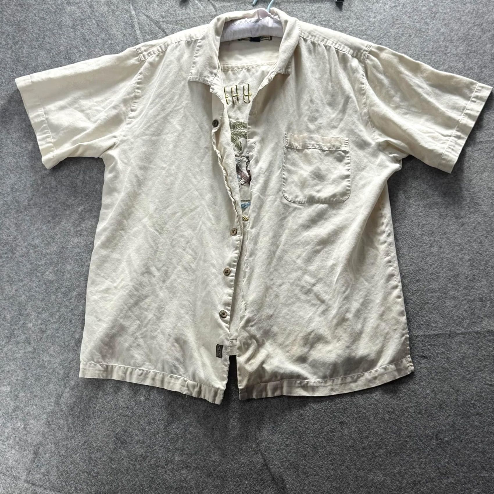 Tommy Bahama Tommy Bahama Shirt Mens L Beige Silk Paradise Relax Embroidered Back Graphic Size US L / EU 52-54 / 3 - 3 Thumbnail