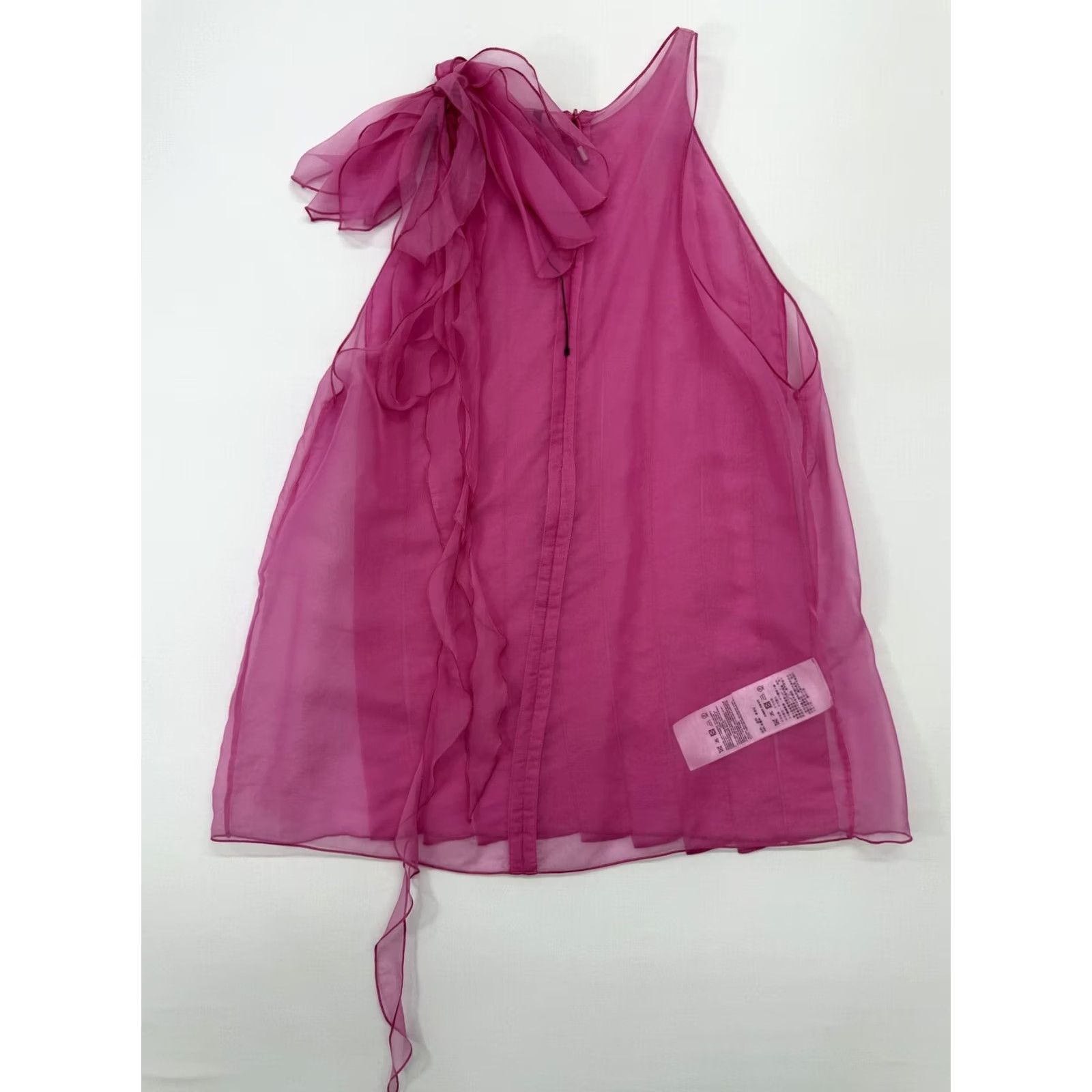 Giorgio Armani GIORGIO ARMANI Magenta Silk Dress—Womens Sleeveless Knee-length 46, BNWT, Crew Neck, Solid, Formal, Italy, USA Size 46, Silk Size L / US 10 / IT 46 - 2 Thumbnail