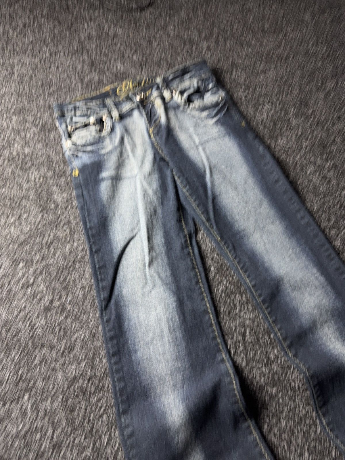 Japanese Brand Retro 00s Amadee Crown Embroidery Flare Jeans Y2K Vintage Size 29" - 6 Thumbnail