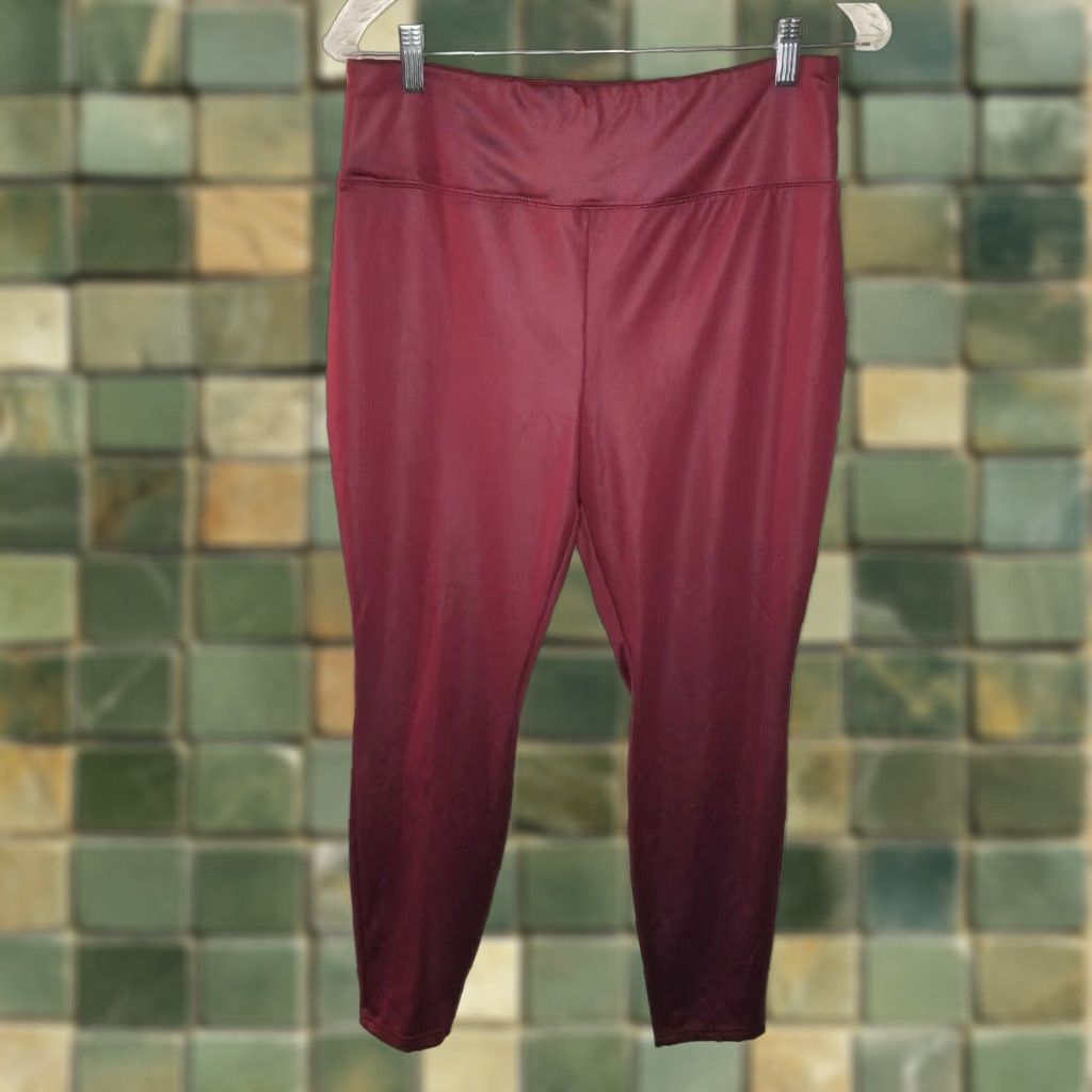 Vintage Wild Fable Metallic Red Leggings Womens Large Size 36" / US 14 / IT 50 - 1 Thumbnail