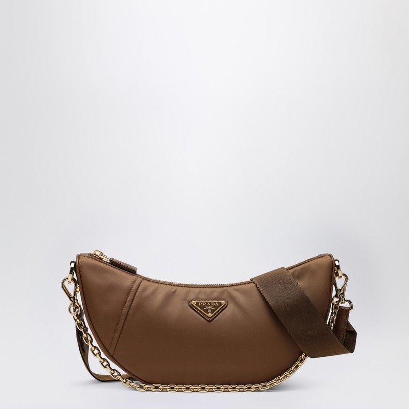 Prada Prada Demi-Lune Shoulder Bag Brandy In Re-Nylon, Women's