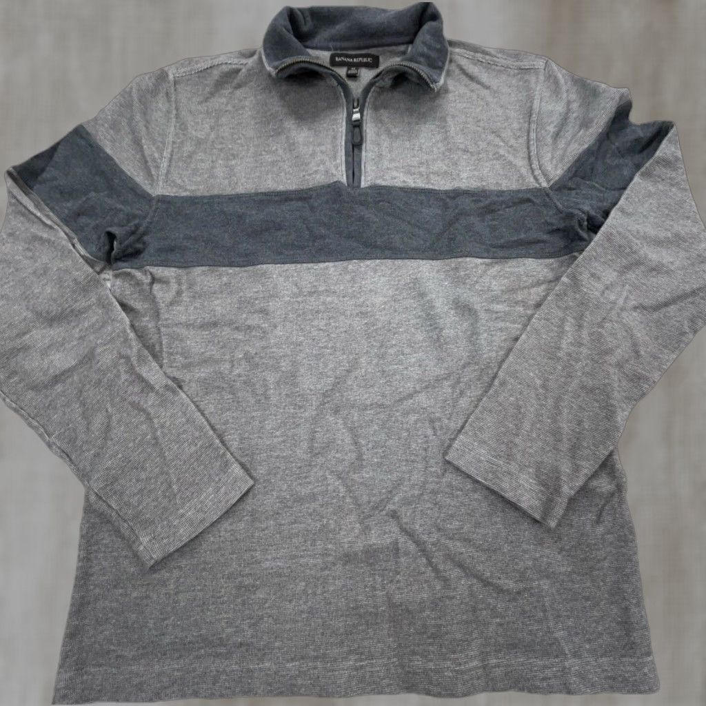 Banana Republic Banana Republic Men’s Pullover Sweater Medium Gray 1/4 Zip Casual Lightweight Fall Winter Size US M / EU 48-50 / 2 - 1 Thumbnail