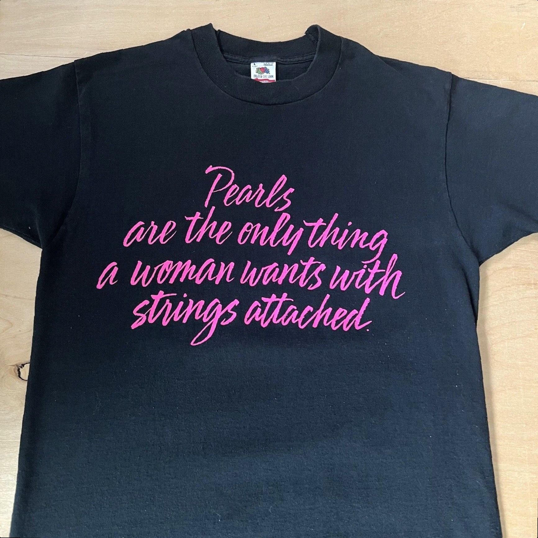 Vintage VINTAGE Pearl Shirt Mens L Black 90s Quote Strings Attached Virginia Beach Surf Shirt Shirts Size US L / EU 52-54 / 3 - 3 Thumbnail