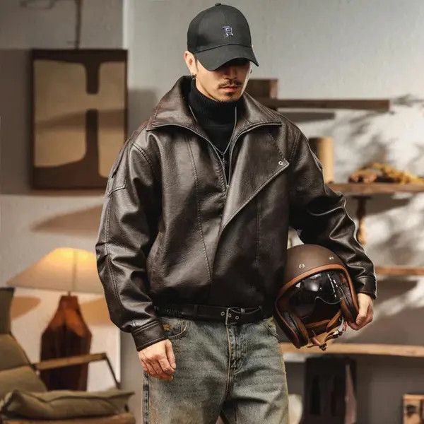 Other Fleece Lined Faux Leather Bomber Jacket Size US M / EU 48-50 / 2 - 1 Thumbnail