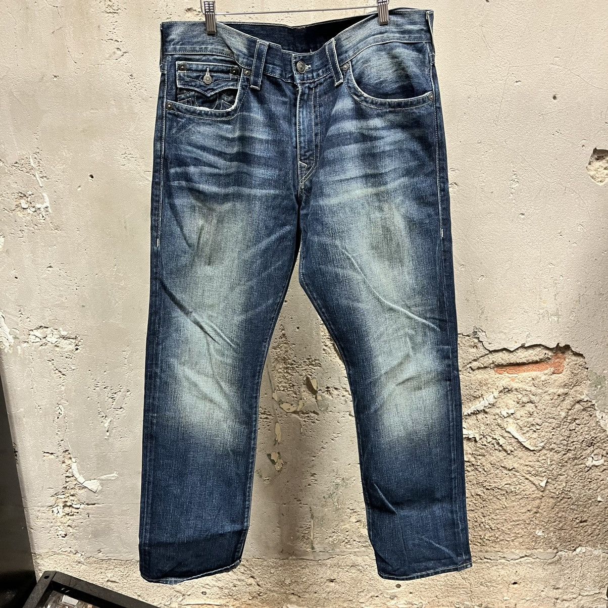 True Religion True Religion Ricky Dark Wash Relaxed Straight Logo Jeans 38 Size US 38 / EU 54 - 1 Thumbnail