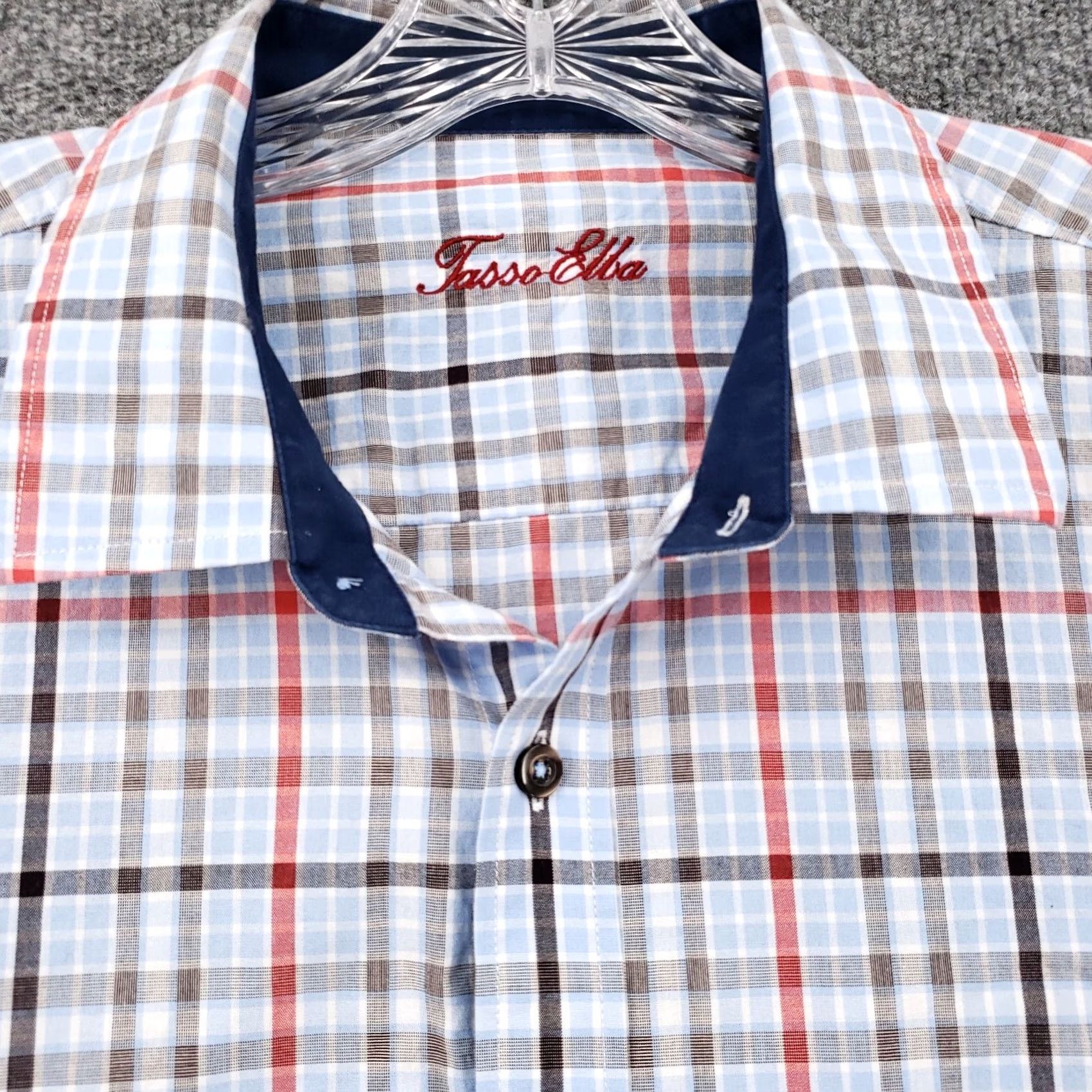 Tasso Elba Tasso Elba Blue Plaid Long Sleeve Collared Dress Shirt Mens XL Size 46R - 3 Thumbnail