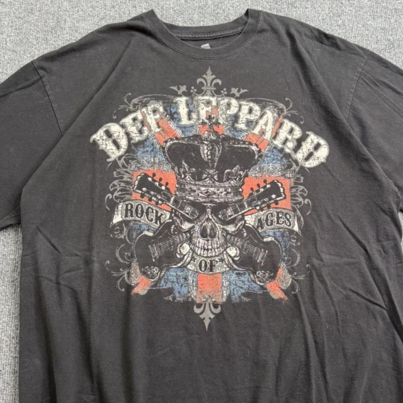 Hanes 2012 Def Leppard Rock of Ages Tour Band Tee Shirt Black 2XL Size US XXL / EU 58 / 5 - 1 Thumbnail