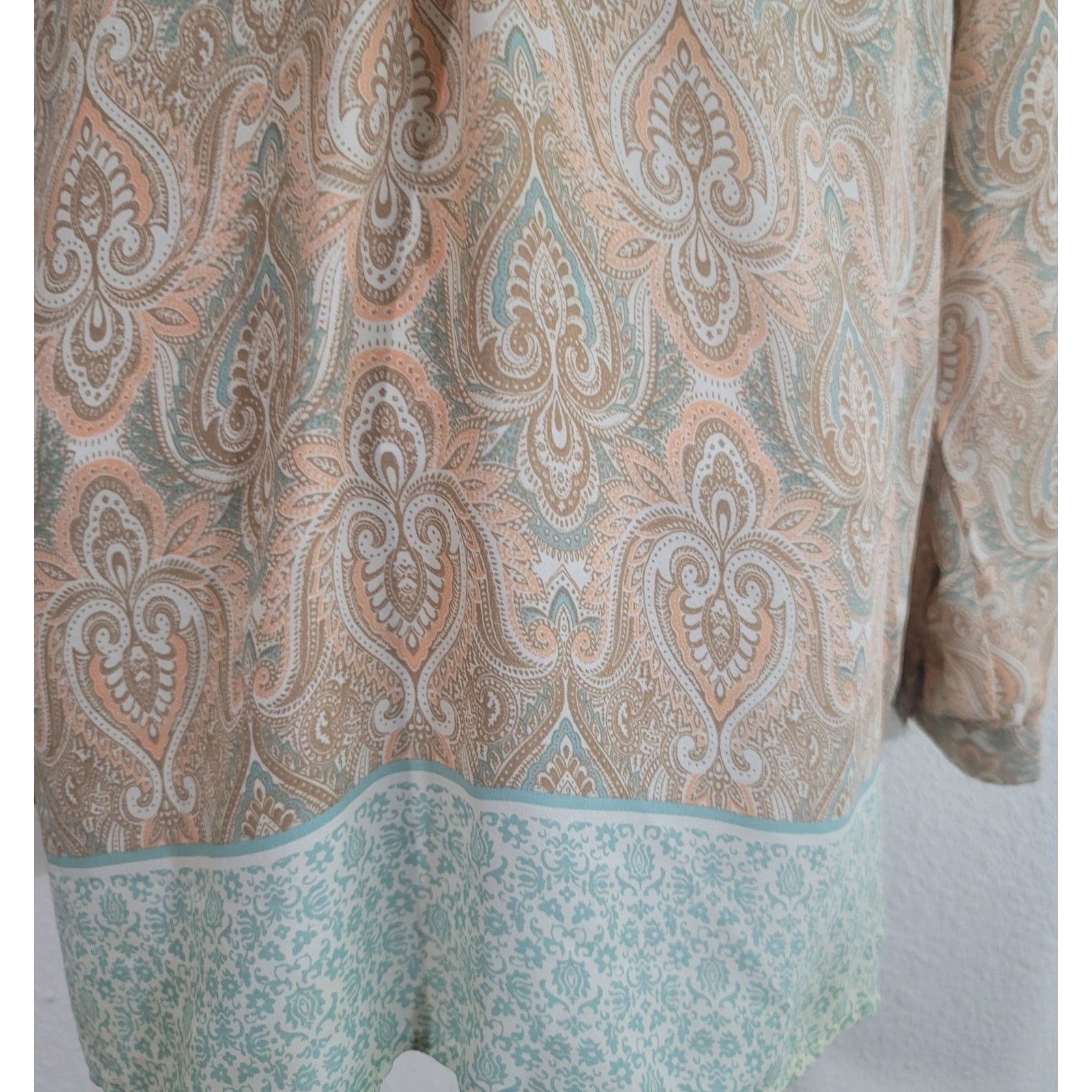 Other Rose & Olive Beige Orange Paisley Print Shirt S Long Sleeves Size S / US 4 / IT 40 - 6 Thumbnail