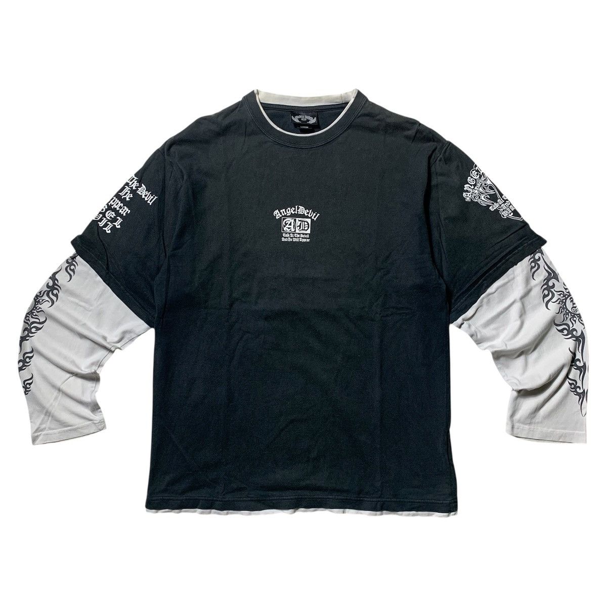 Japanese Brand 🕺Y2k Style Angel Devil Dragon Double Layerd Longsleeve Size US L / EU 52-54 / 3 - 1 Thumbnail