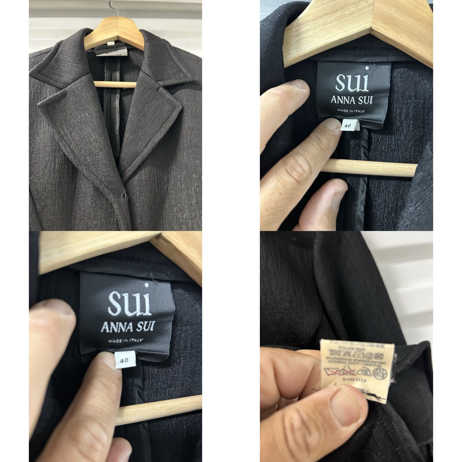 Anna Sui Anna Sui Blazer Jacket Women Black Satin Padded ButtonUp Mid-Length Size 40 Wardrobe Workwear Party/Cocktail Formal Business Womens Blazer Size S / US 4 / IT 40 - 8 Thumbnail