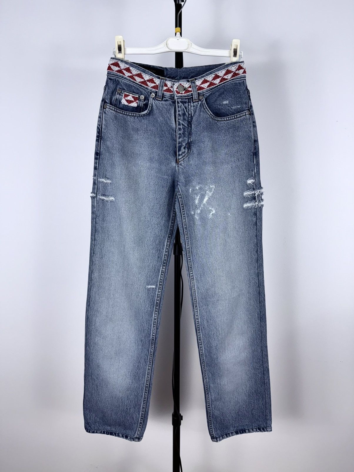 Gucci S/S 1999 Distressed Aztec Beaded Denim Jeans Size US 28 / EU 44 - 1 Thumbnail