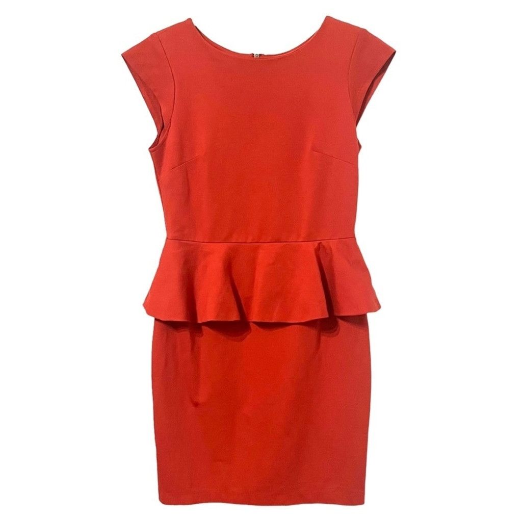 ALICE + OLIVIA Victoria Peplum Orange Bodycon Mini Dress