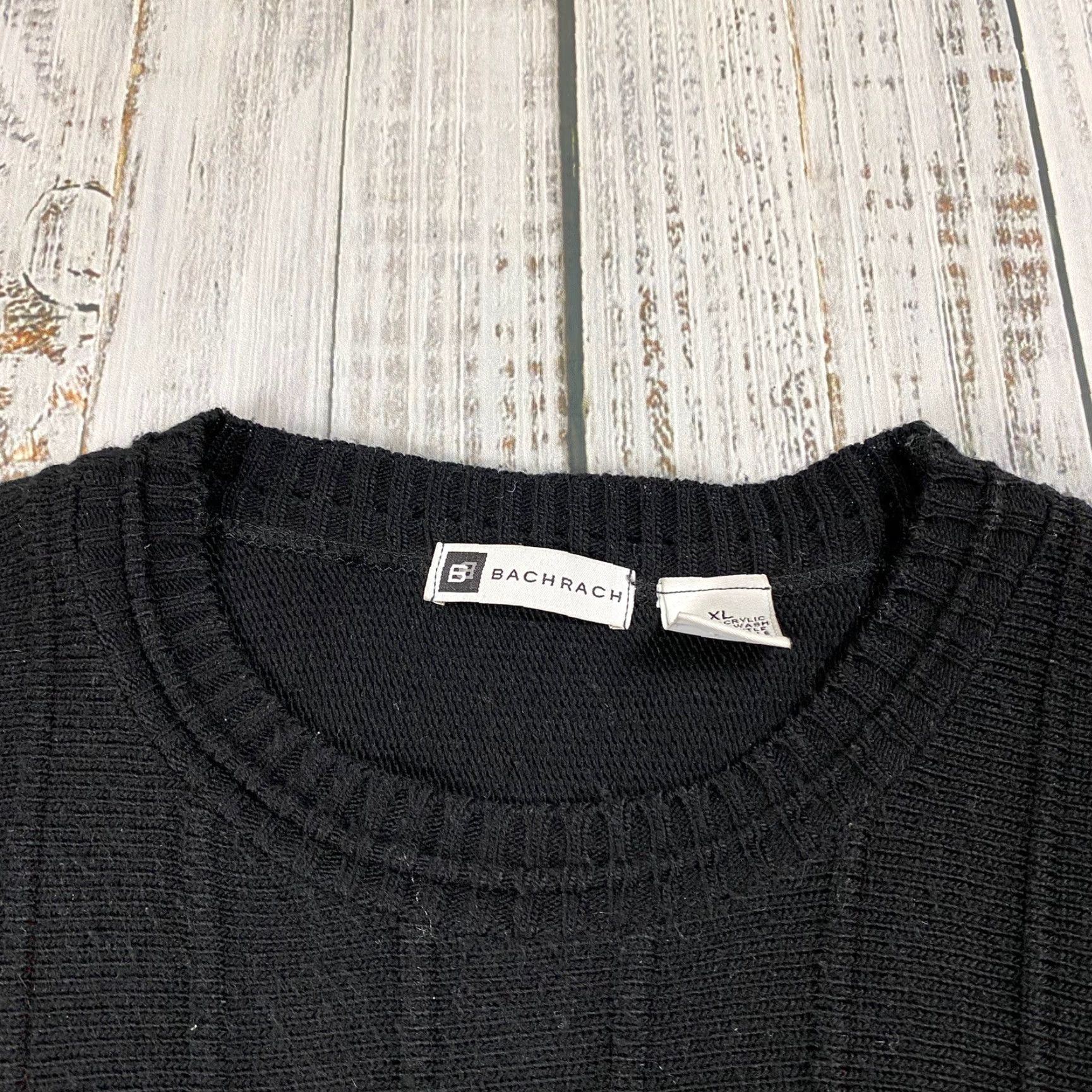 Velour VINTAGE BACHRACH BLACK TEXTURED VELOUR STRIPED CREW NECK SWEATER XL Casual Men Size US XL / EU 56 / 4 - 3 Thumbnail