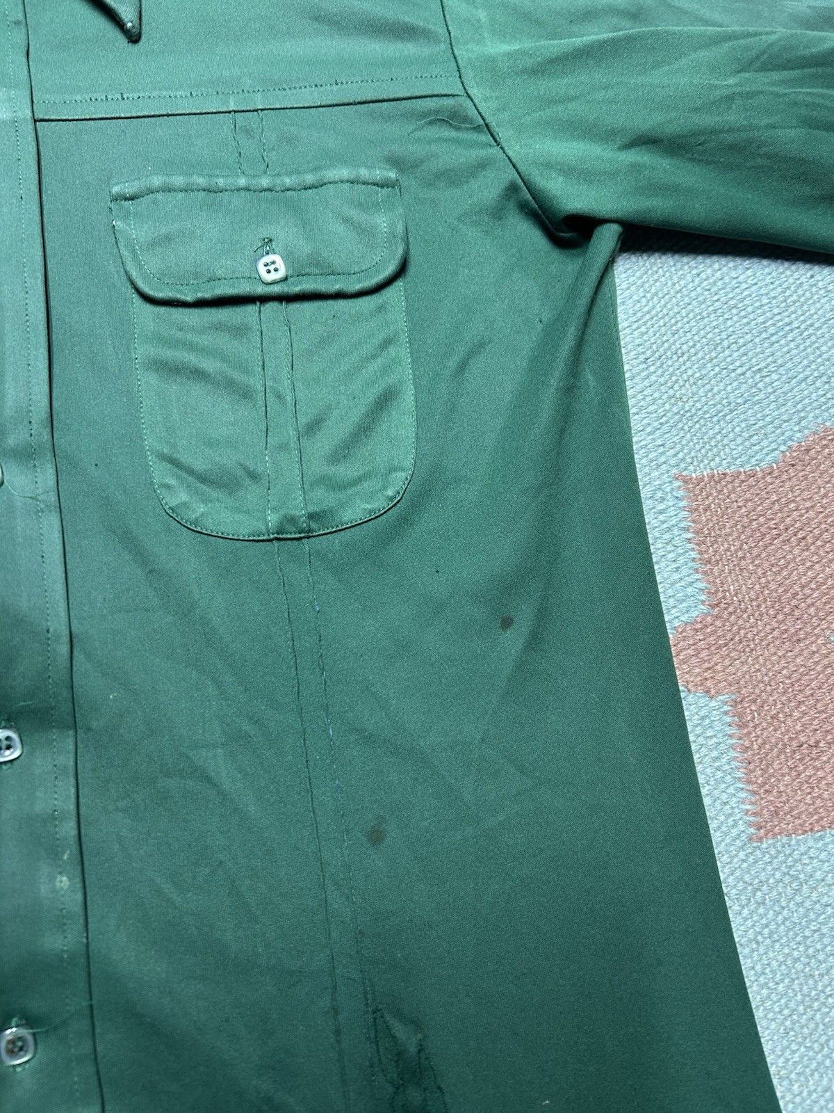 Vintage 70s button shirt polyester dagger collar distressed Medium Size US M / EU 48-50 / 2 - 9 Thumbnail