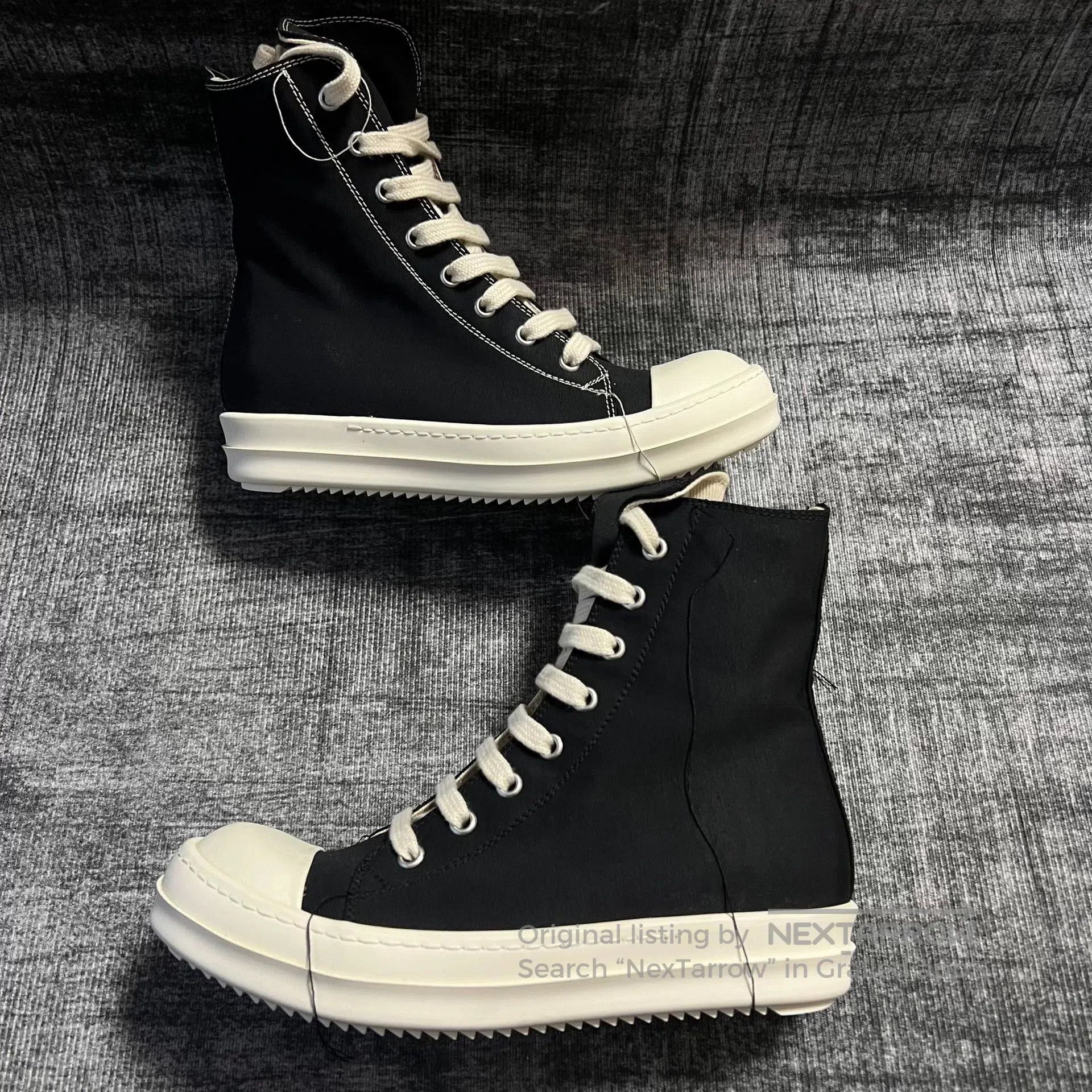 Rick Owens black and white fringe high. Size US 5.5 / IT 35.5 - 3 Thumbnail