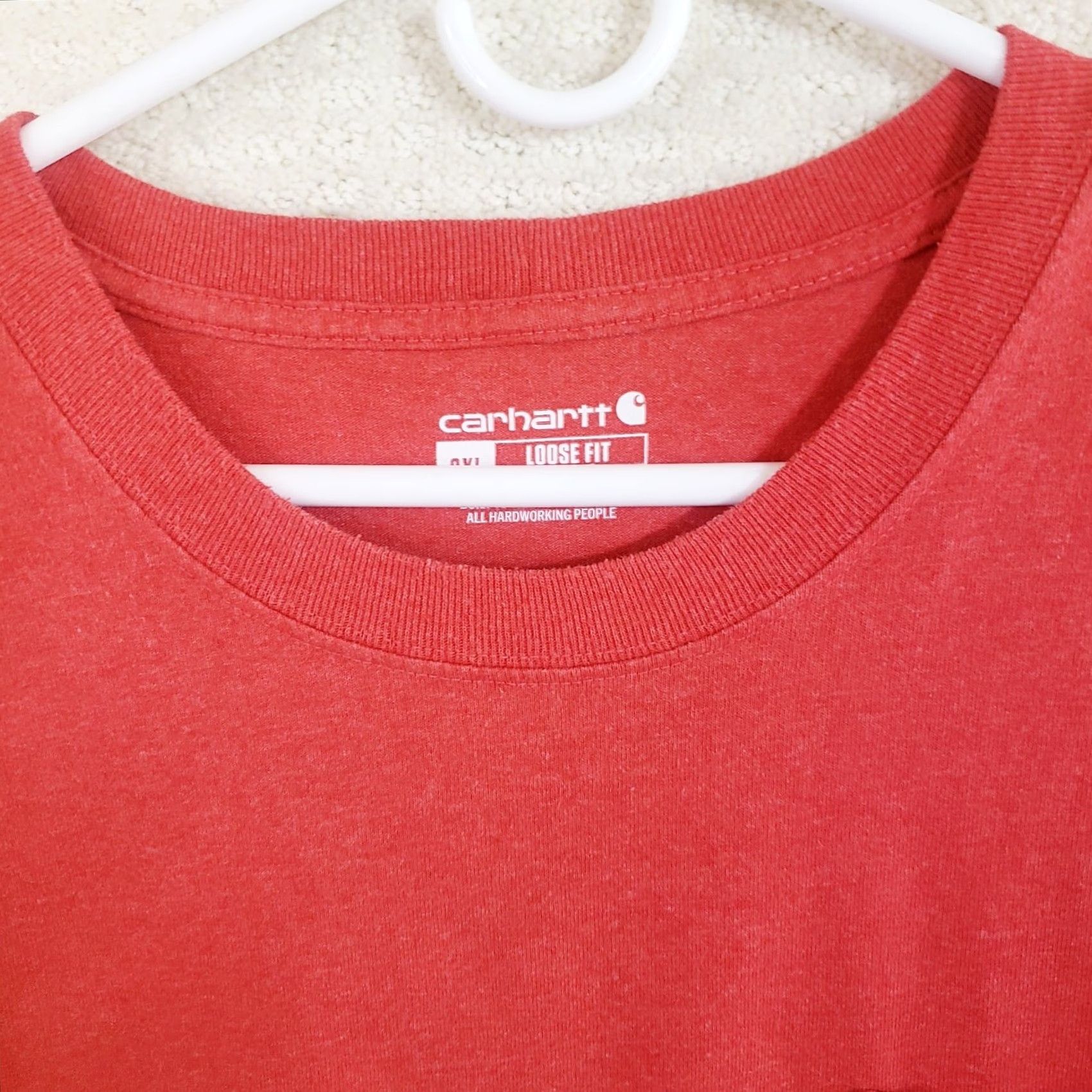Carhartt Carhartt Pocket Tee Men 2XL Red Short Sleeve Crew Neck Cotton Jersey Logo Pocket Relaxed Fit All Seasons Size US 39 - 5 Thumbnail