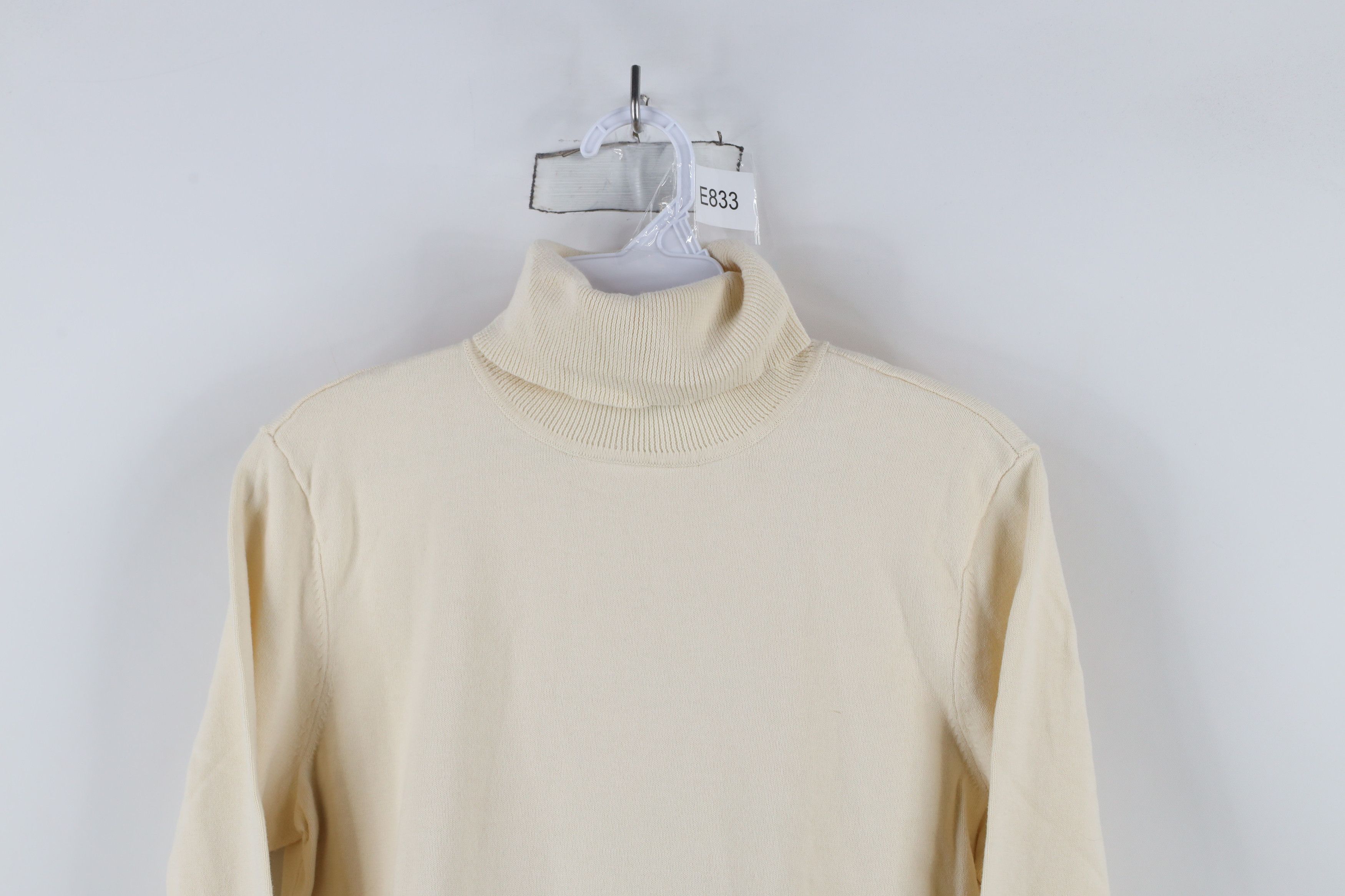 Ralph Lauren × Vintage Vintage 90s Ralph Lauren Knit Turtleneck Sweater Cream Size L / US 10 / IT 46 - 2 Thumbnail