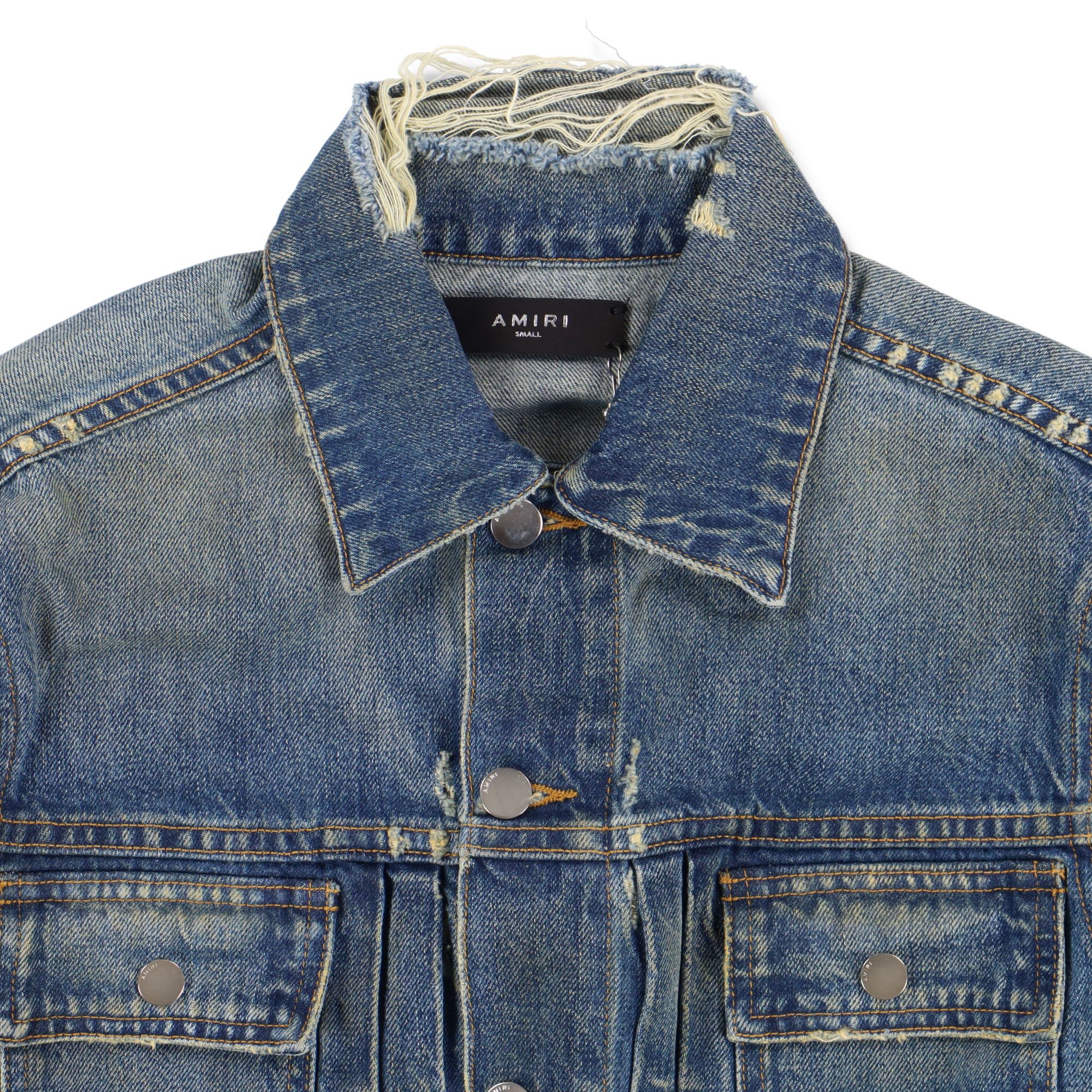 Amiri Blue Distressed Wrangler Denim Jacket Size US S / EU 44-46 / 1 - 5 Thumbnail