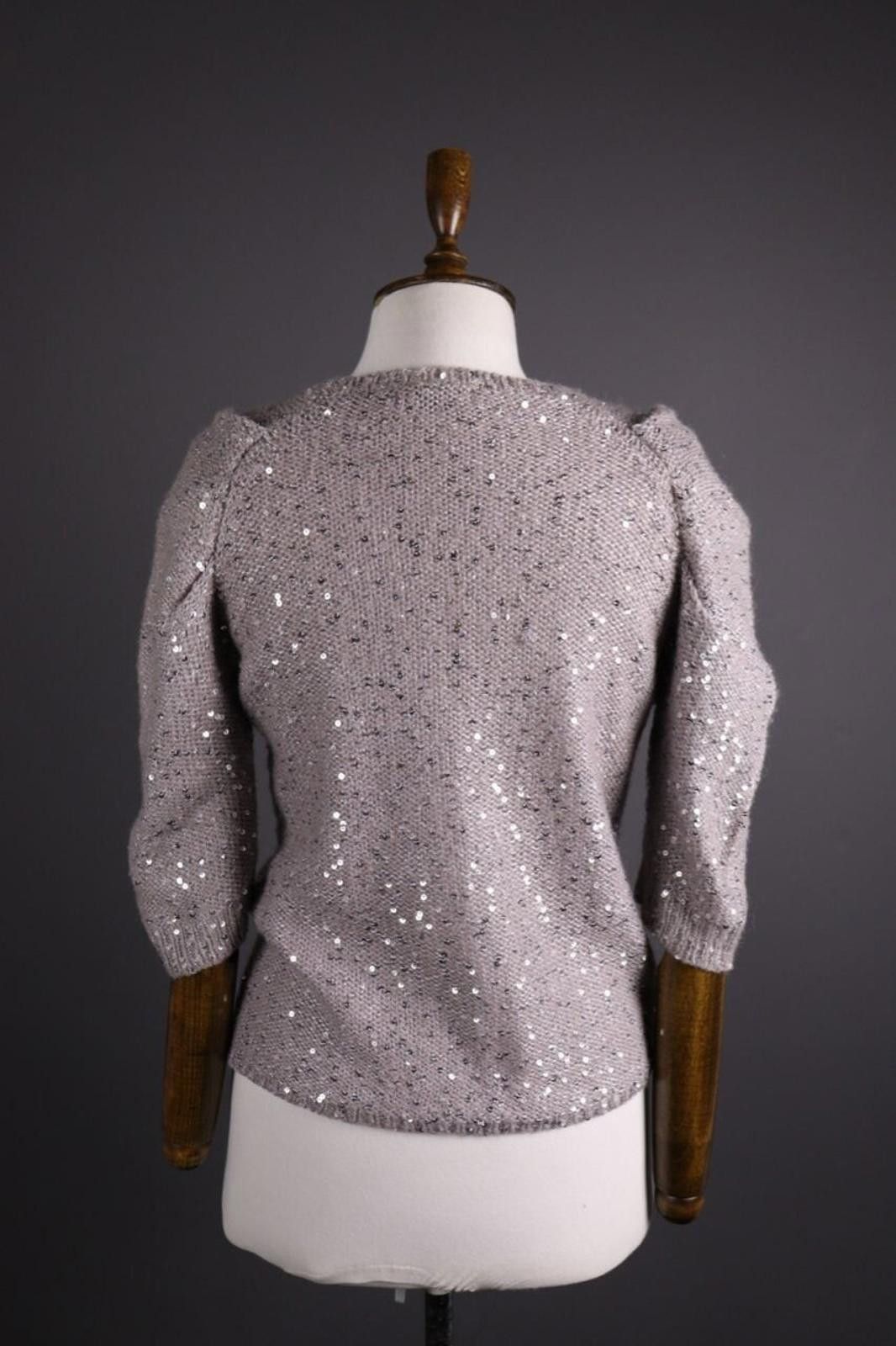 Kokaine Kookai Gray Mohair Wool Sequin Cardigan Sweater Size 1 / S Size M / US 6-8 / IT 42-44 - 5 Thumbnail