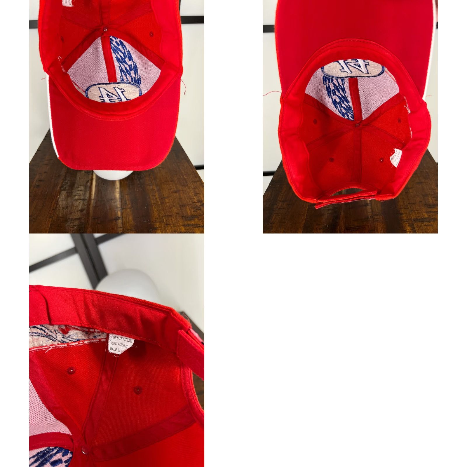 Vintage RACING Hat Cap One Size Red Adjustable USA 100% Acrylic Y & W Headwear Baseball Cap Mens Man Adjustable Strap Back Cars Theme 90s Event Racing Size ONE SIZE - 8 Thumbnail