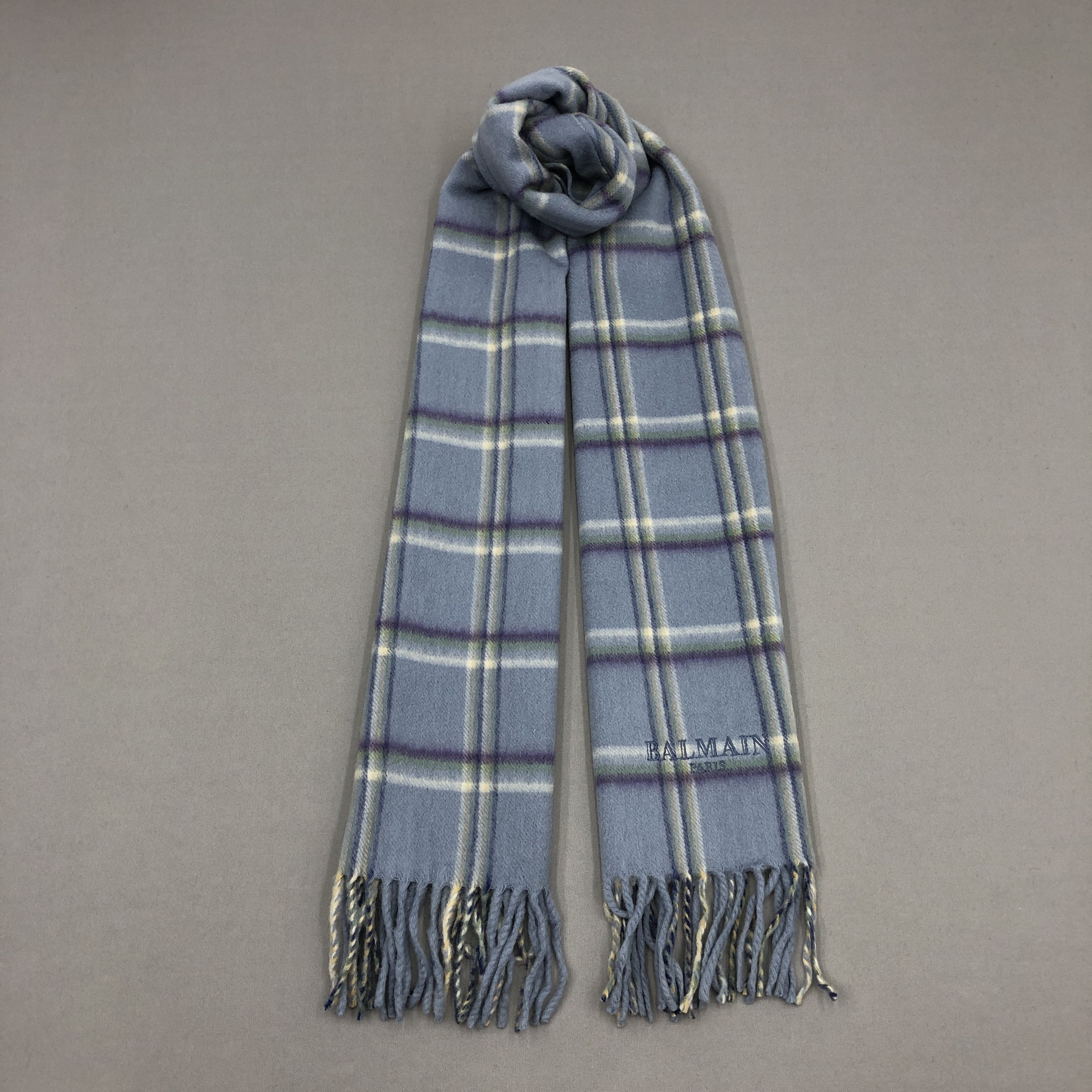 Japanese Brand Vintage Pierre Balmain Scarf Muffler Plaid Wool Scarves Size ONE SIZE - 1 Thumbnail