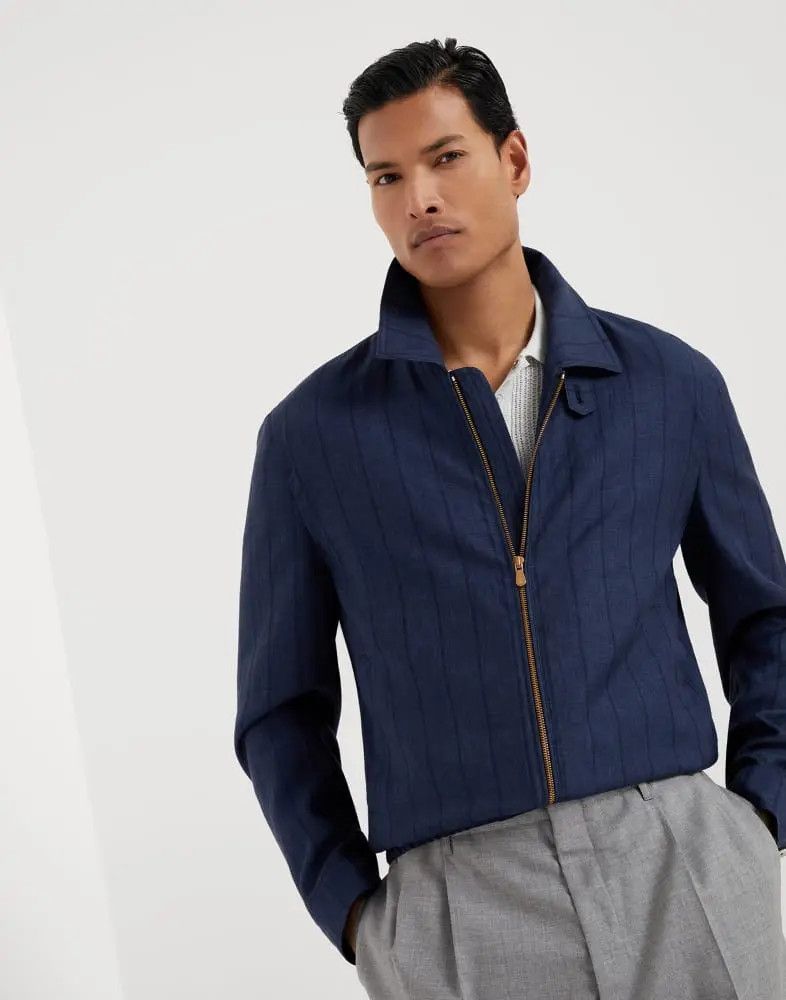 Brunello Cucinelli o1w1db10925 Jacket Water Resistant in Open Blue Size US M / EU 48-50 / 2 - 2 Thumbnail