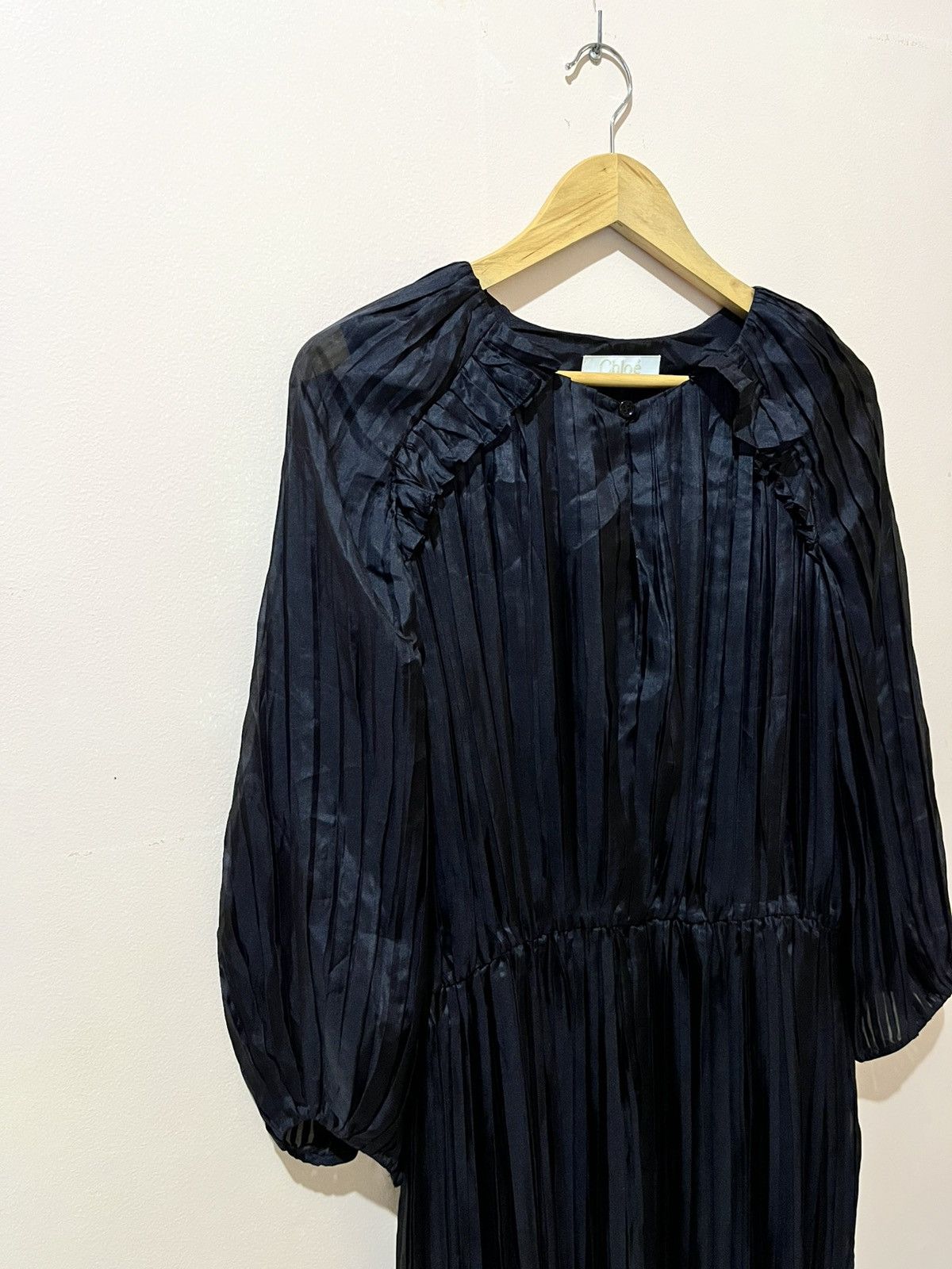 Chloe Chloè - Phoebe Philo - Pleated - Puff Sleeve - Midi Dress Size M / US 6-8 / IT 42-44 - 4 Thumbnail