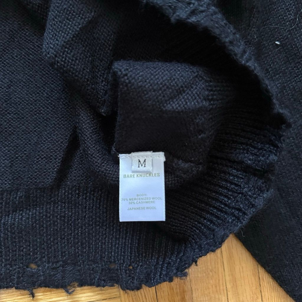 Bare Knuckles Wool Cashmere Distressed Knit Sweater Medium