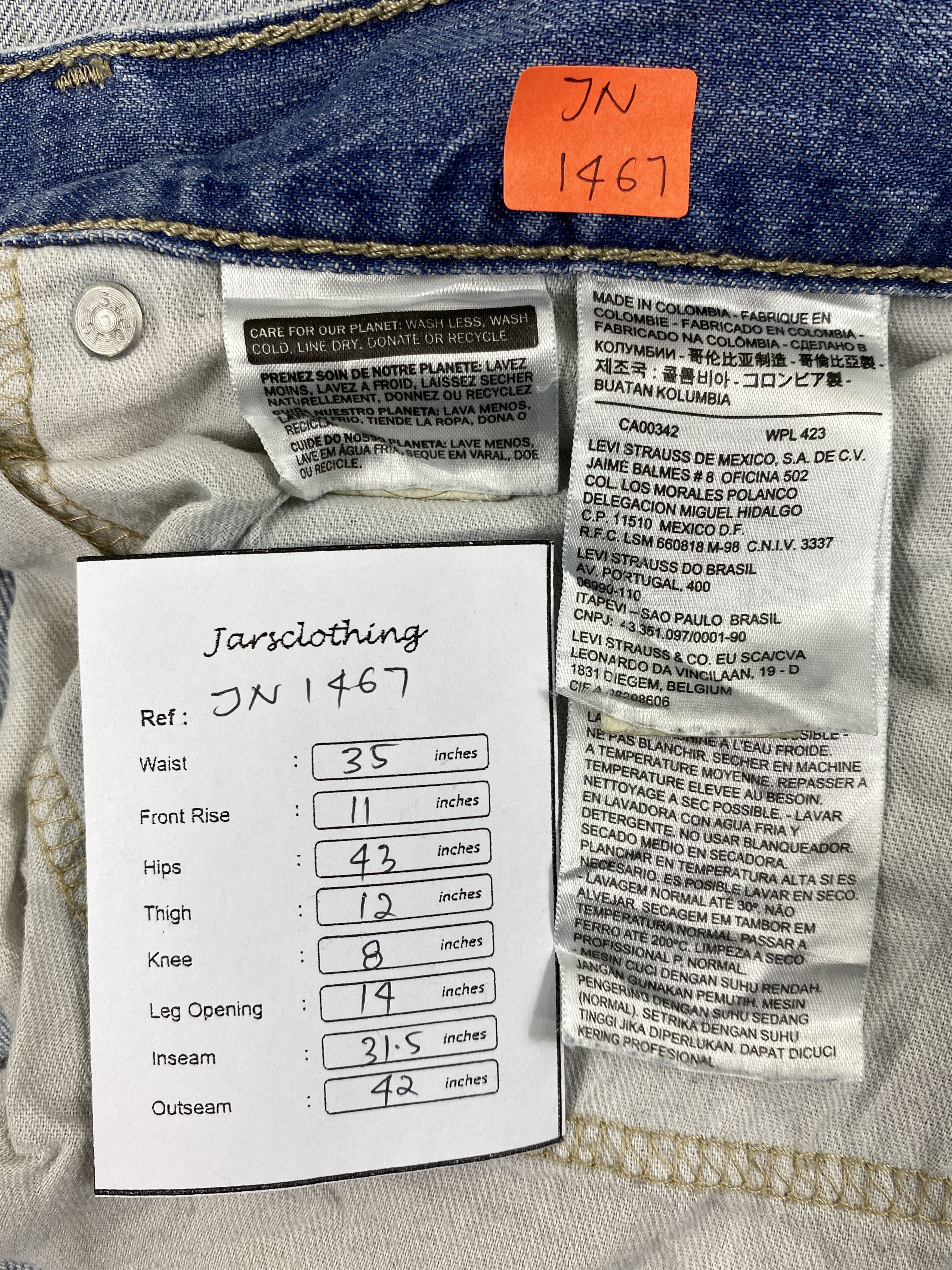 Levi's Light Blue Wash Vintage Levi's 511 35x31.5 Denim -JN1467 Size US 35 - 8 Thumbnail