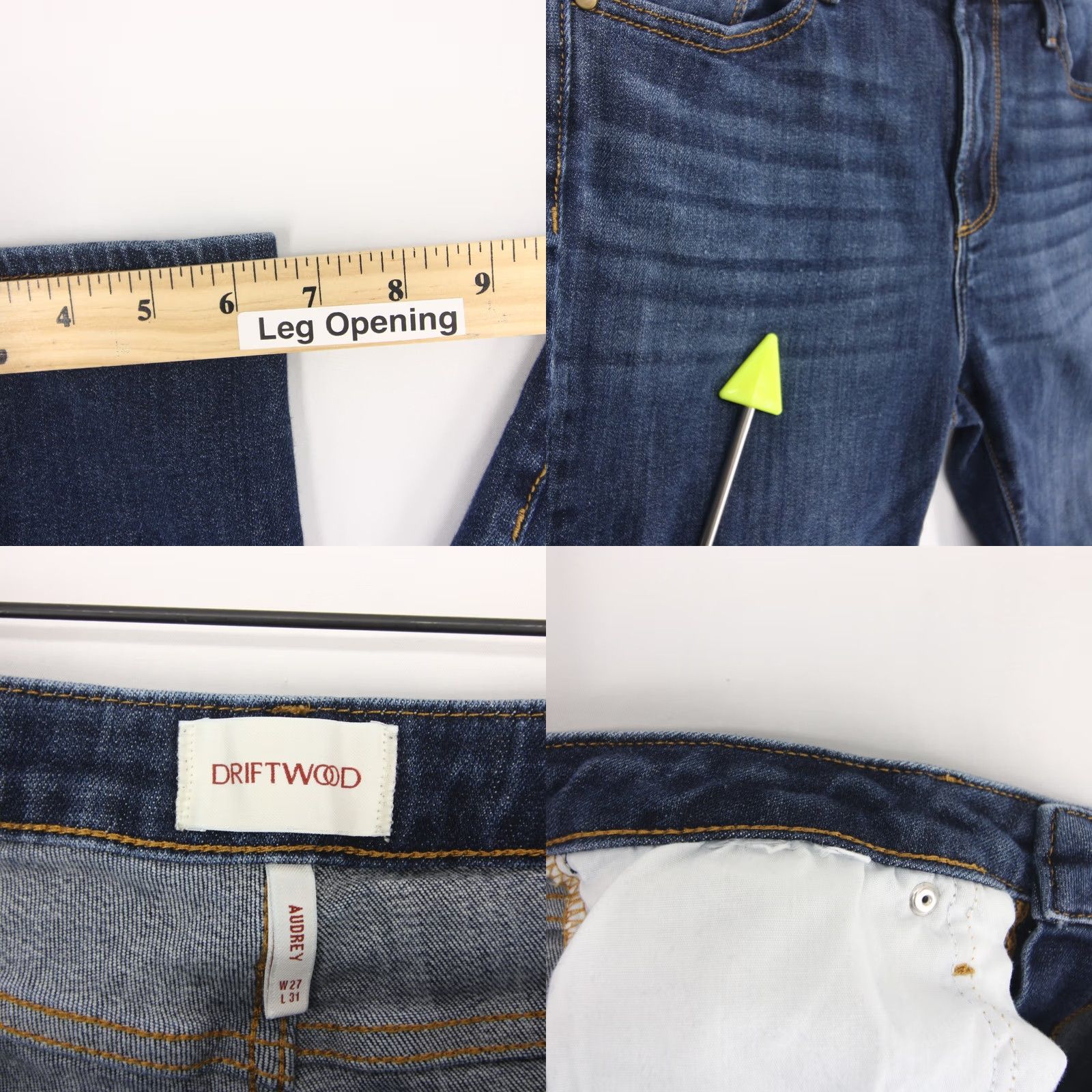 Vintage Driftwood Audrey Jeans Womens Blue Straight Leg Stretch Denim 27x31 Size 27" / US 4 / IT 40 - 8 Thumbnail