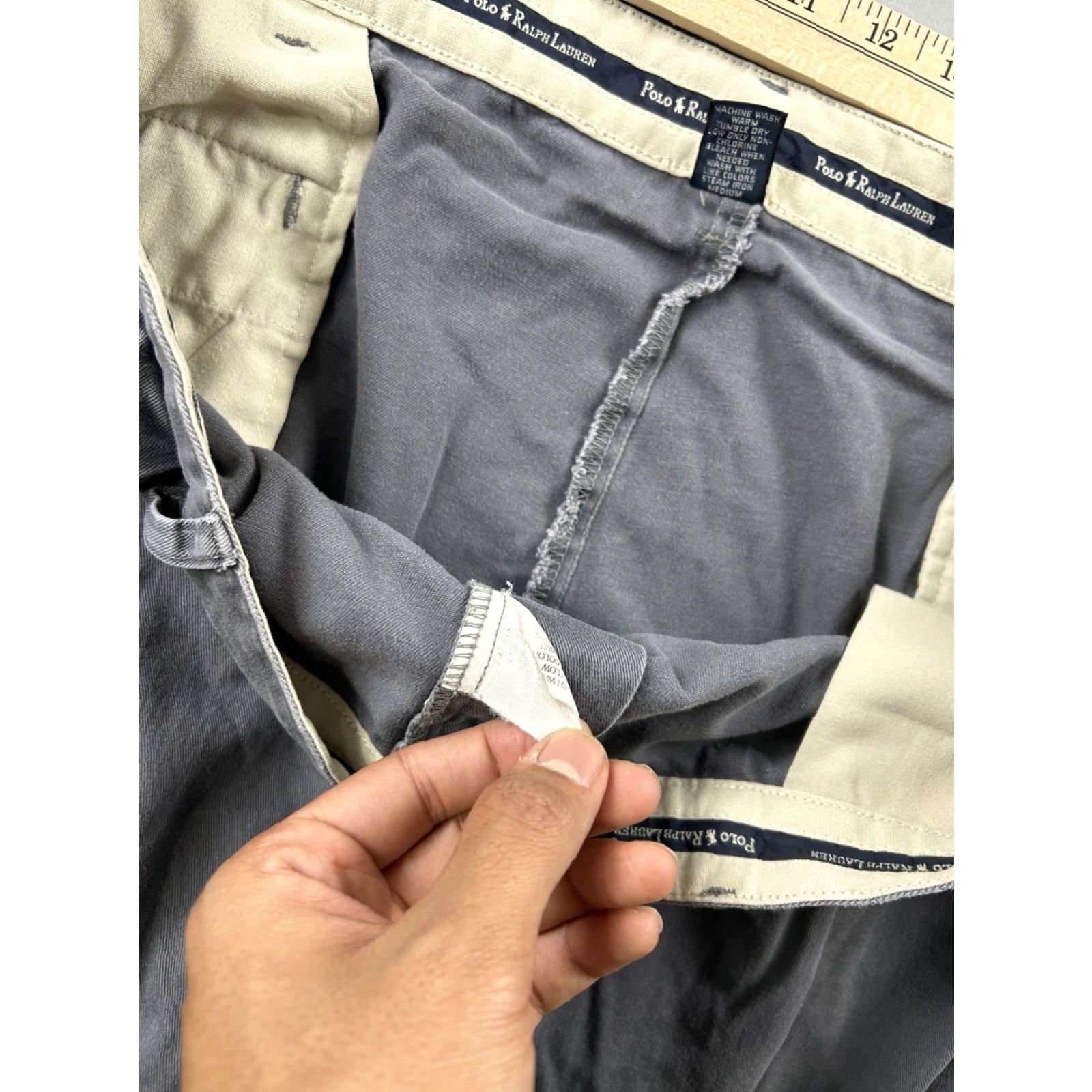 Polo Ralph Lauren Polo Ralph Lauren Andrew Pants Mens 41X28 Gray Pleated Chino Cotton Relaxed Fit Size US L / EU 52-54 / 3 - 4 Thumbnail