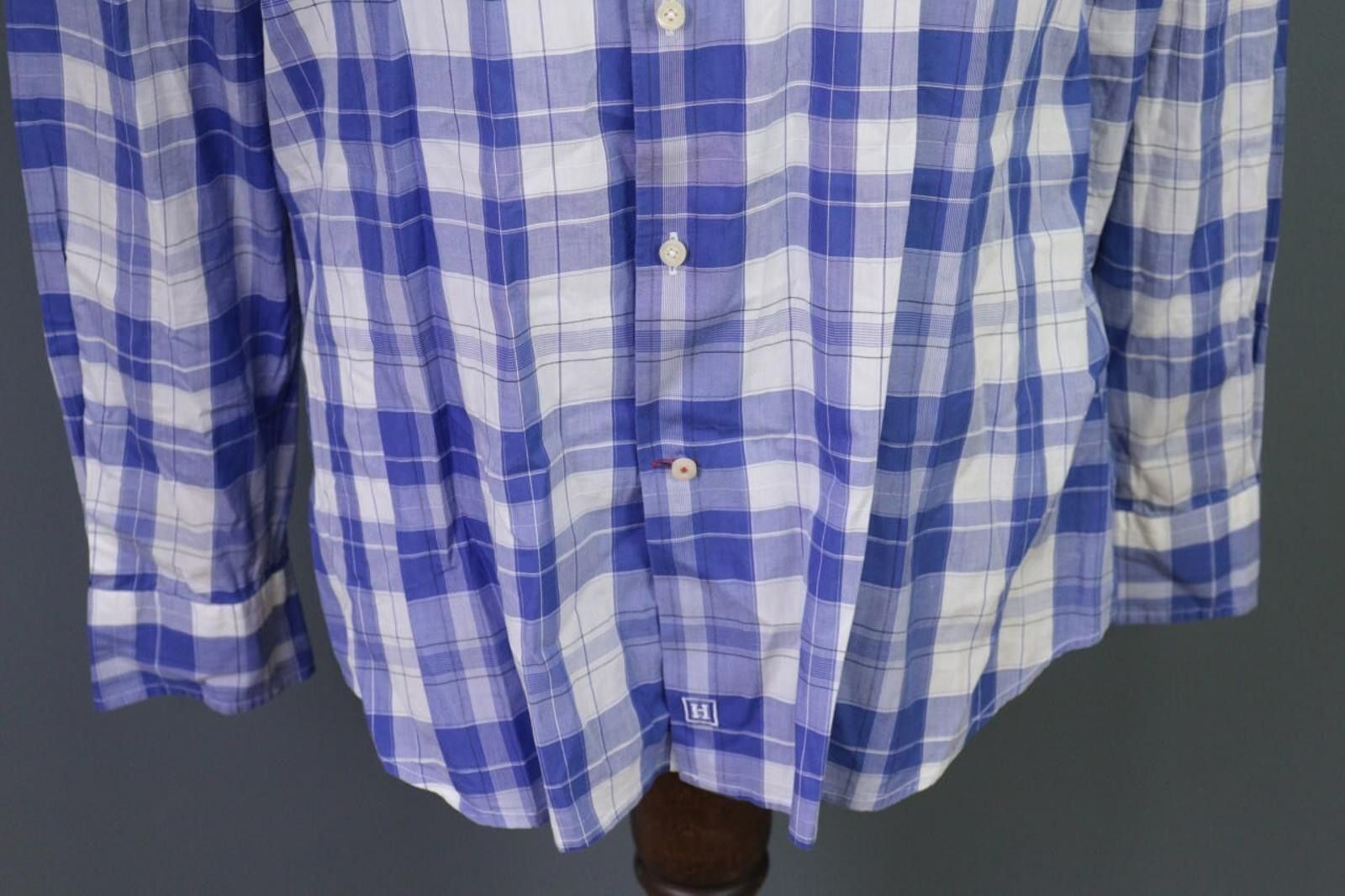 Designer Hackett London Slim Fit Blue Check Button Down Shirt Size L Size US L / EU 52-54 / 3 - 3 Thumbnail