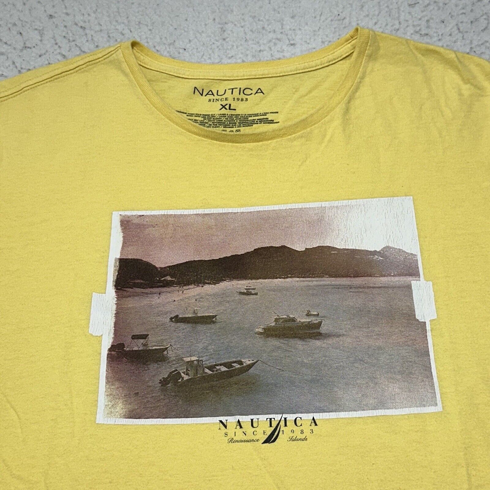 Nautica Nautica XL Graphic T Shirt Yellow Crewneck Tee Sailboats Size US XL / EU 56 / 4 - 2 Thumbnail