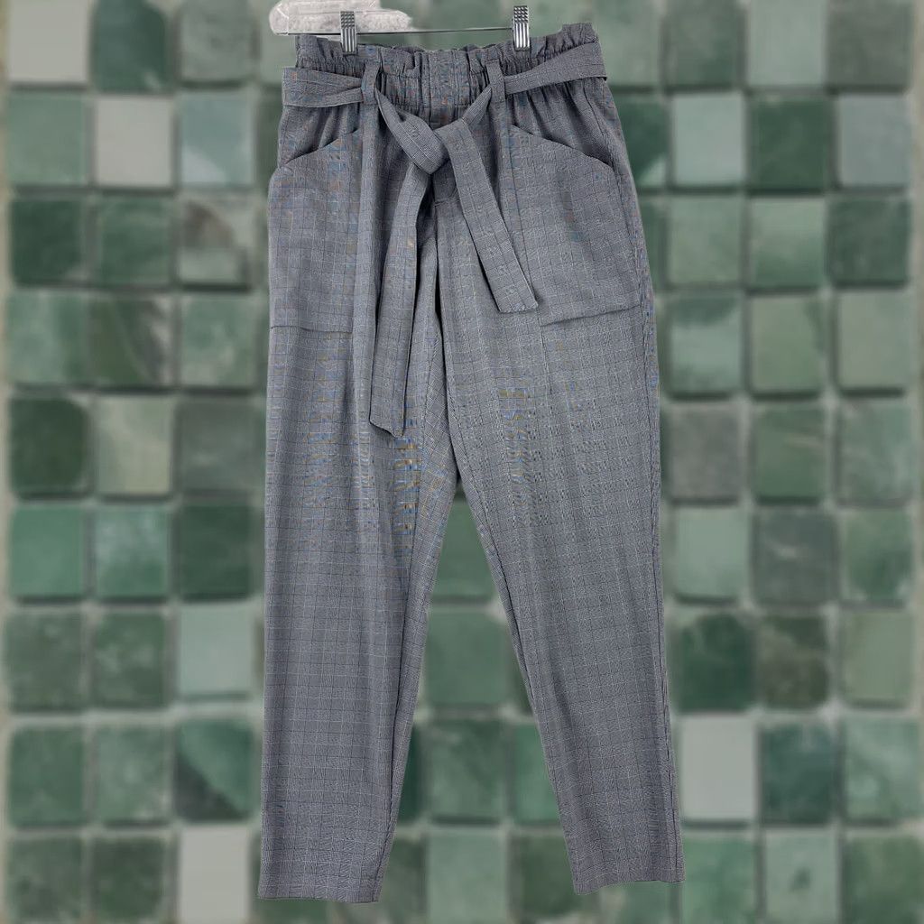 Athleta Athleta Black White Plaid Skyline Pants Womens Pull On Belted Mid-Rise Size 2 Tapered Fit, 26.5 Inseam, 28 in Waist, 90s City College style Size 26" / US 2 / IT 38 - 1 Thumbnail